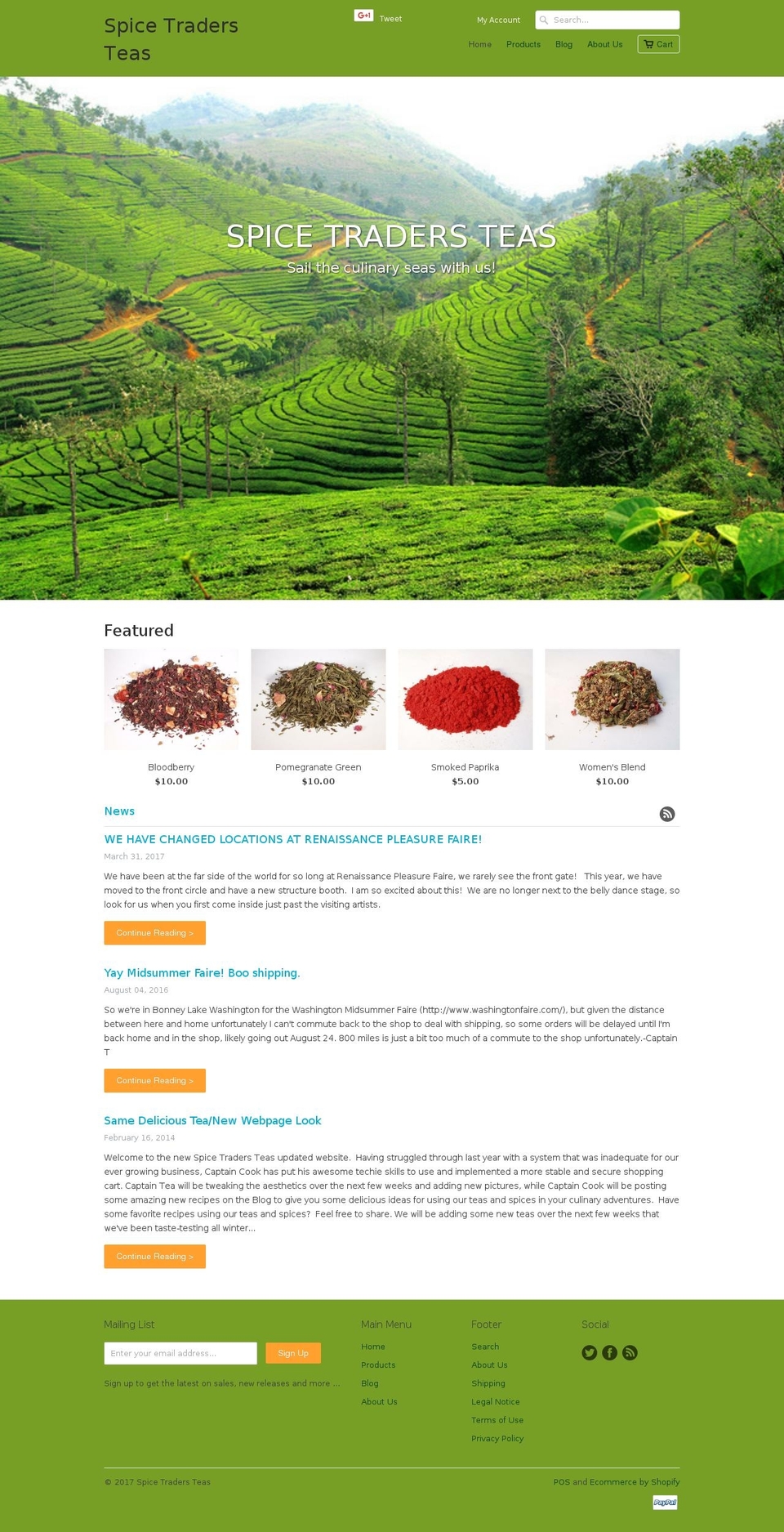 spicetradersteas.com shopify website screenshot