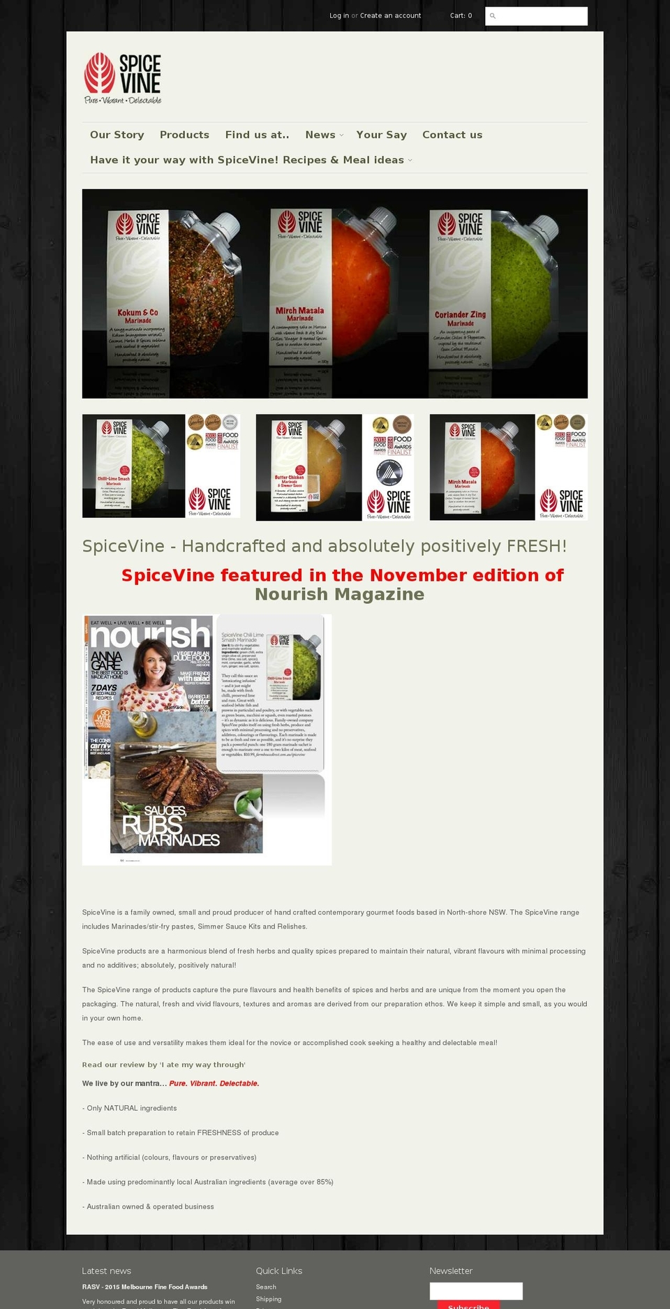 spicevine.com shopify website screenshot