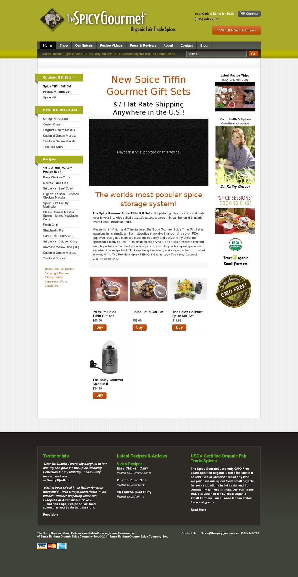 spicygourmetorganics.com shopify website screenshot