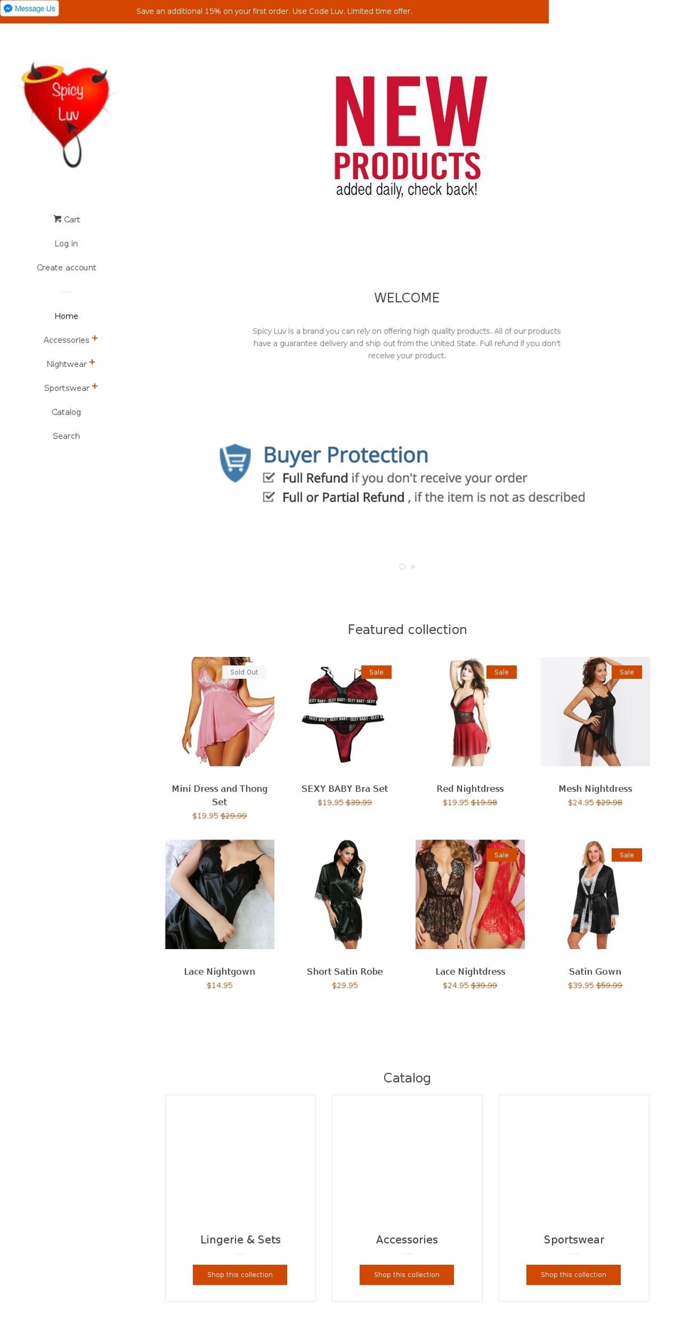 spicyluv.com — Shopify storefront screenshot