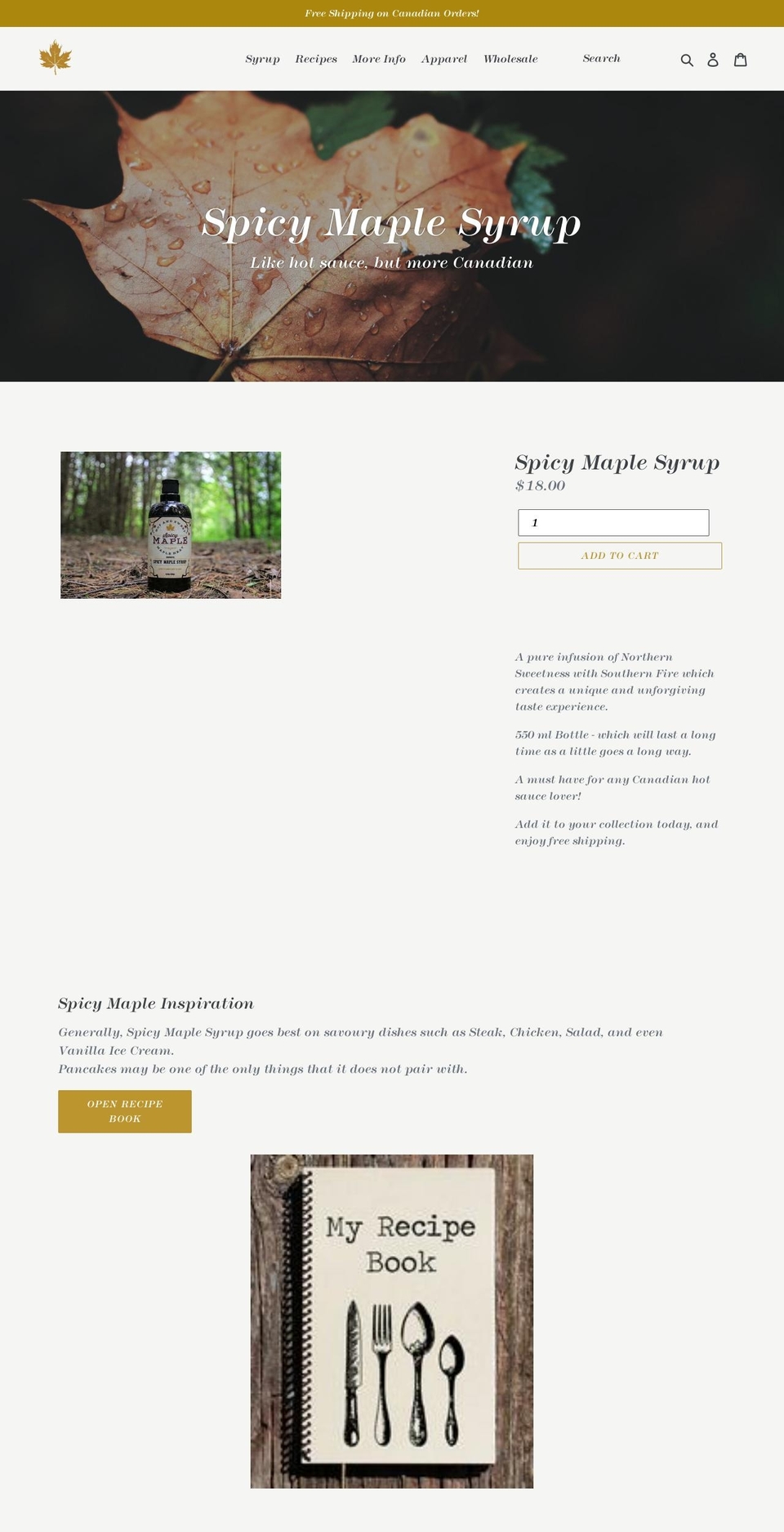 spicymaple.com shopify website screenshot