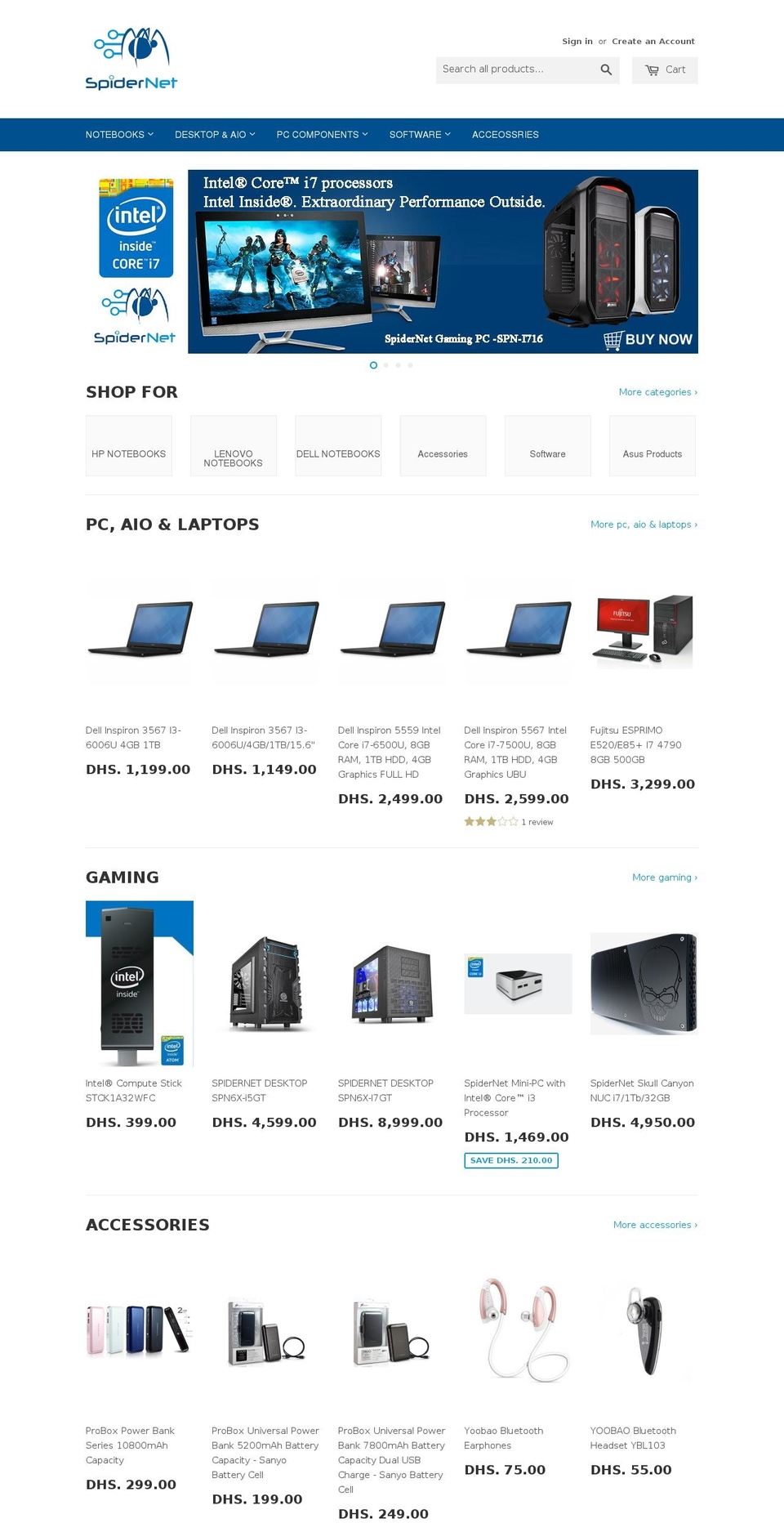 spidernetonline.com shopify website screenshot