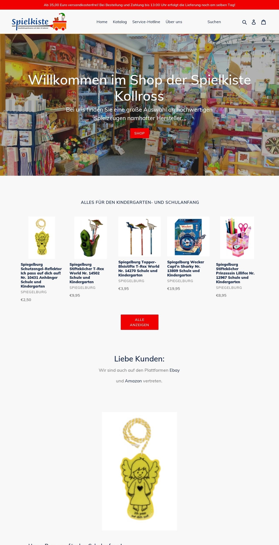 spielkiste-lam.de shopify website screenshot