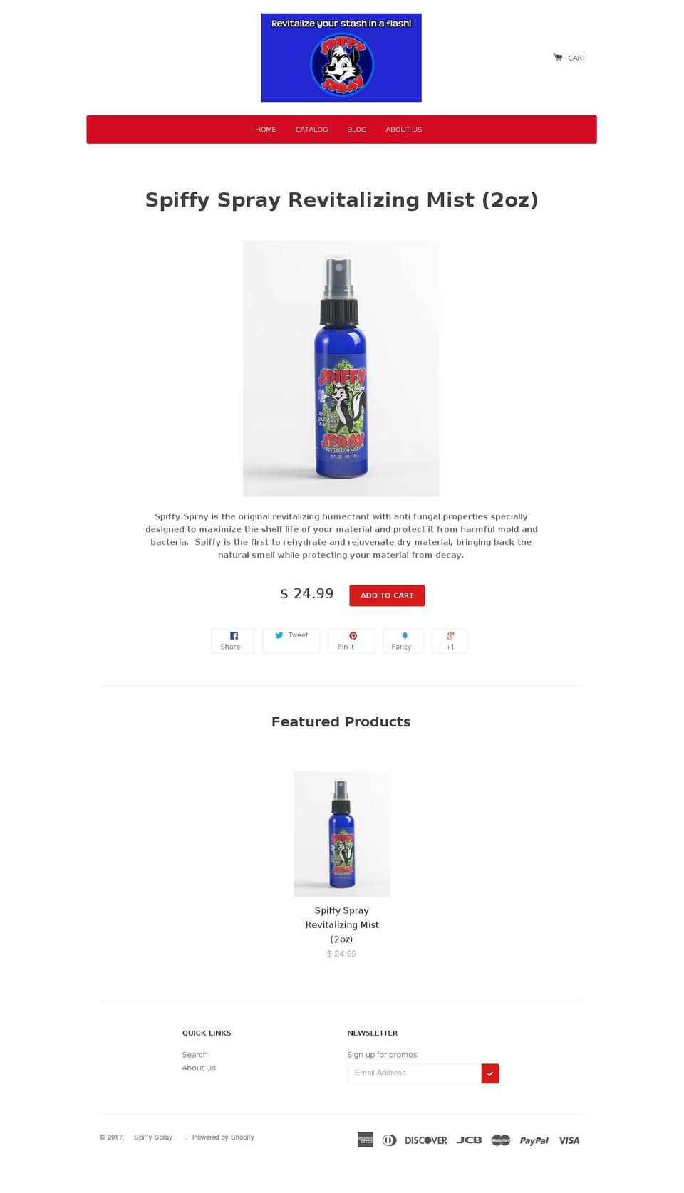 spiffyspray.com shopify website screenshot