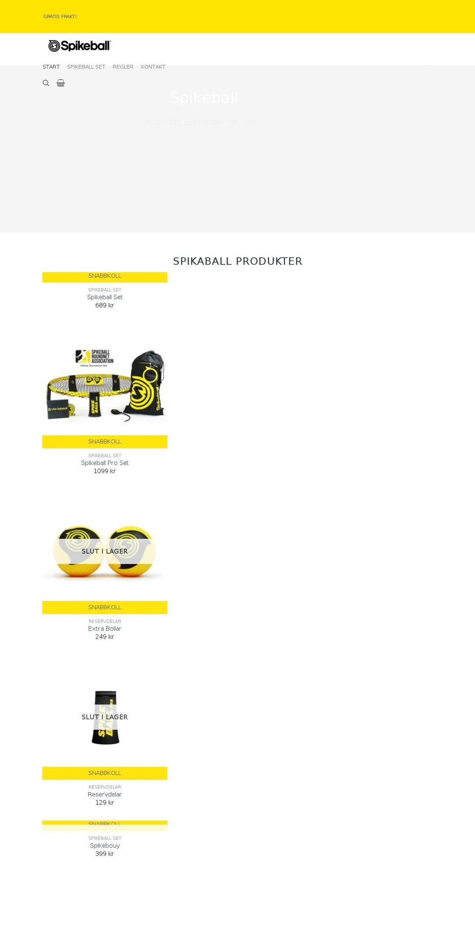 spikeball.se shopify website screenshot