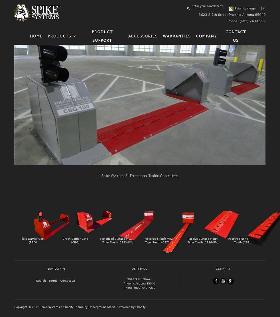 spikesystems.com shopify website screenshot