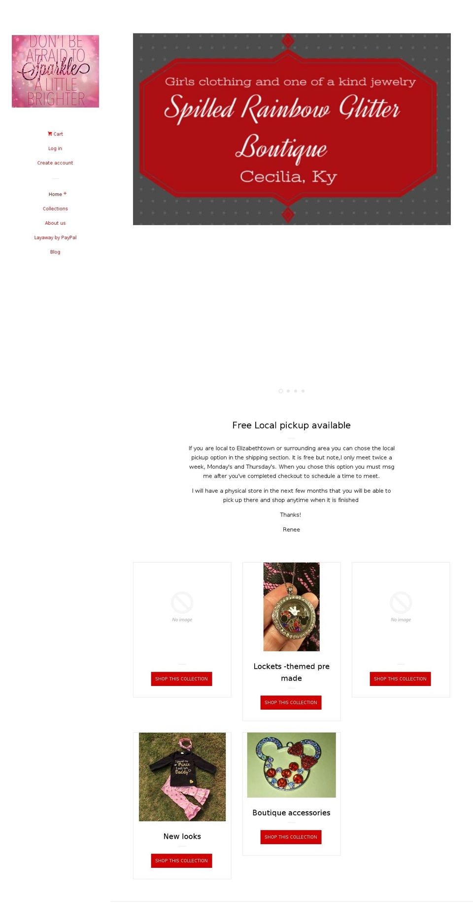 spilledmyglitter.com shopify website screenshot
