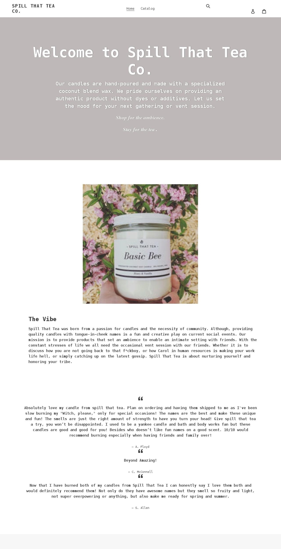 spillthatteaco.com shopify website screenshot