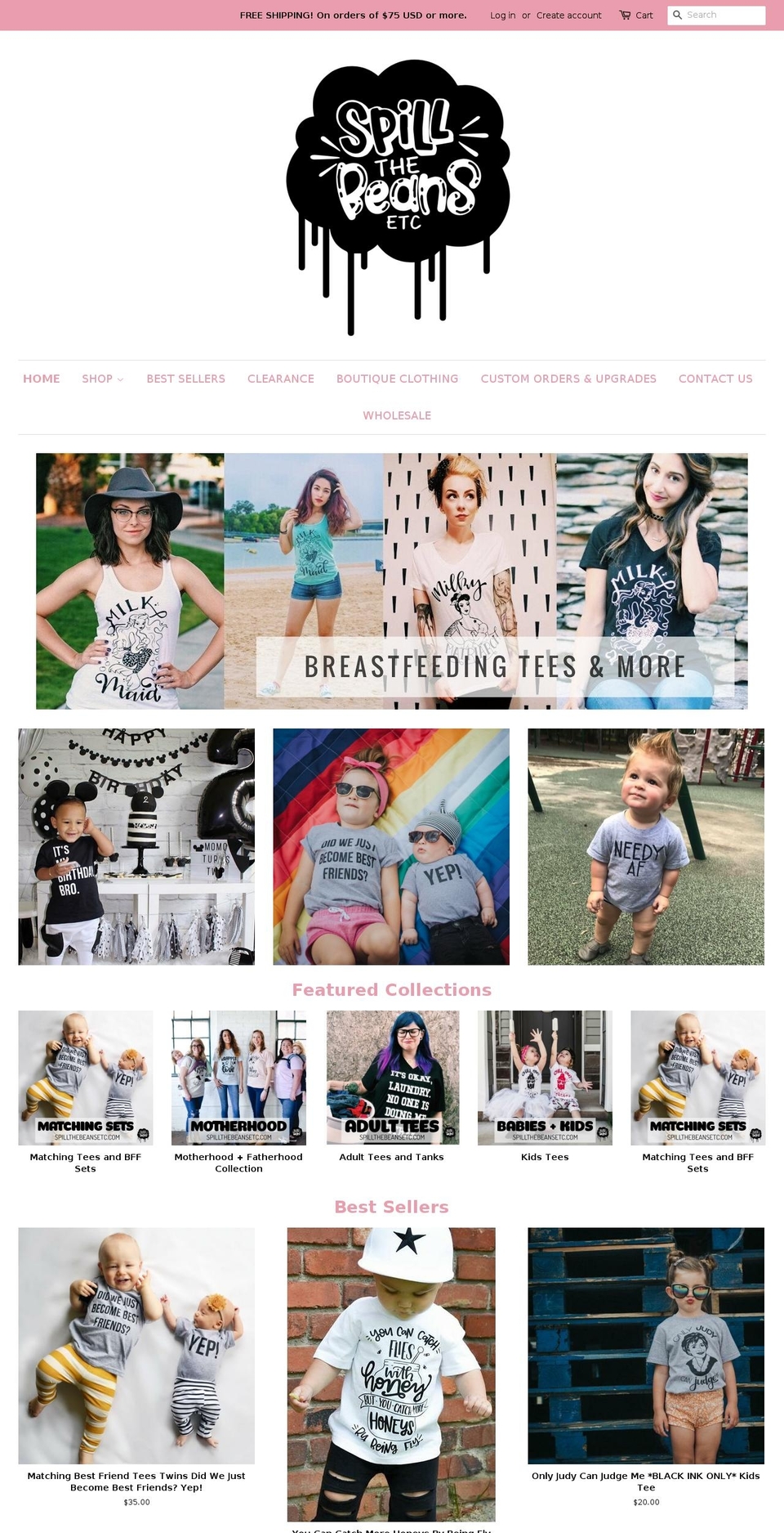 spillthebeansetc.com shopify website screenshot