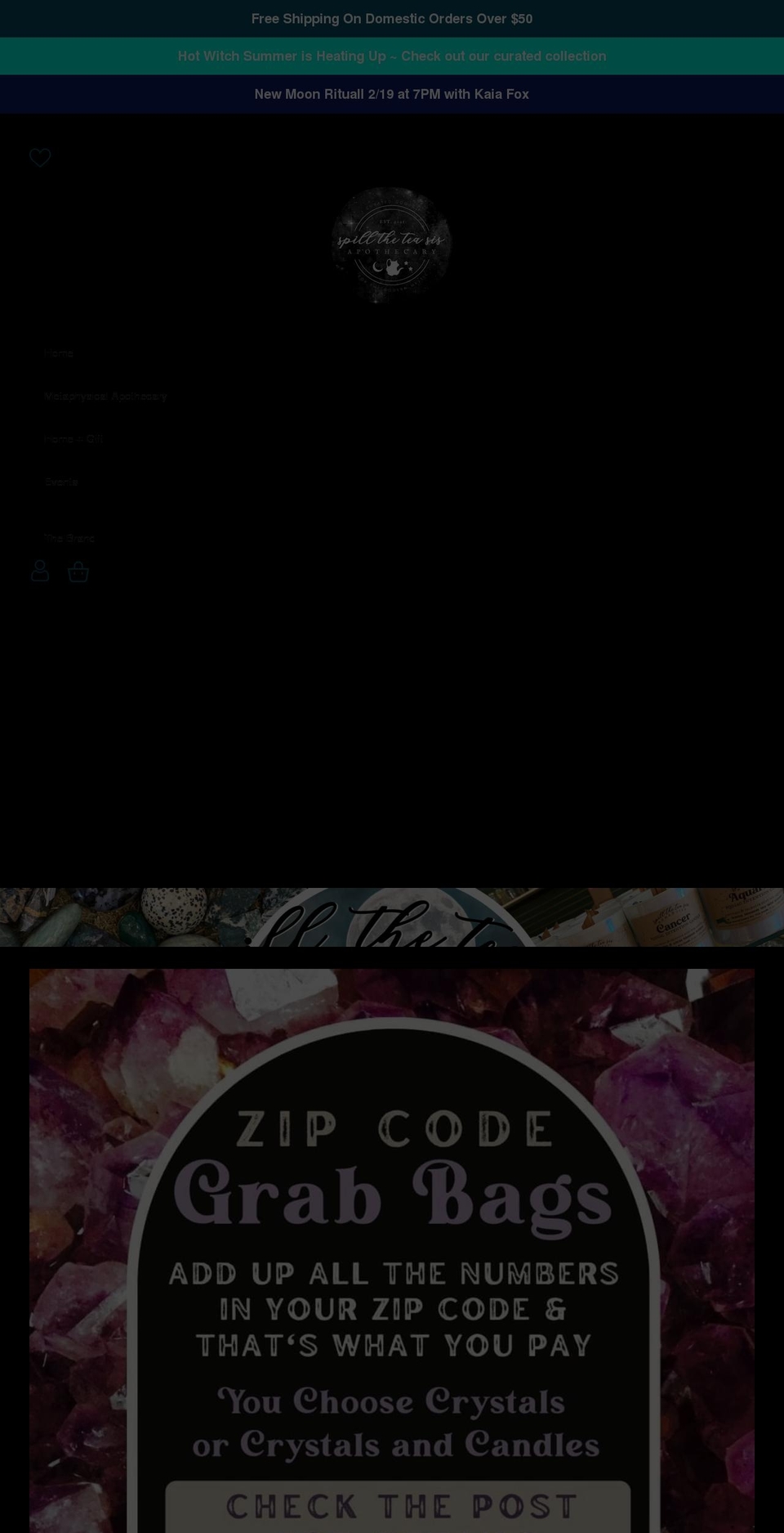 spilltheteasis.com shopify website screenshot
