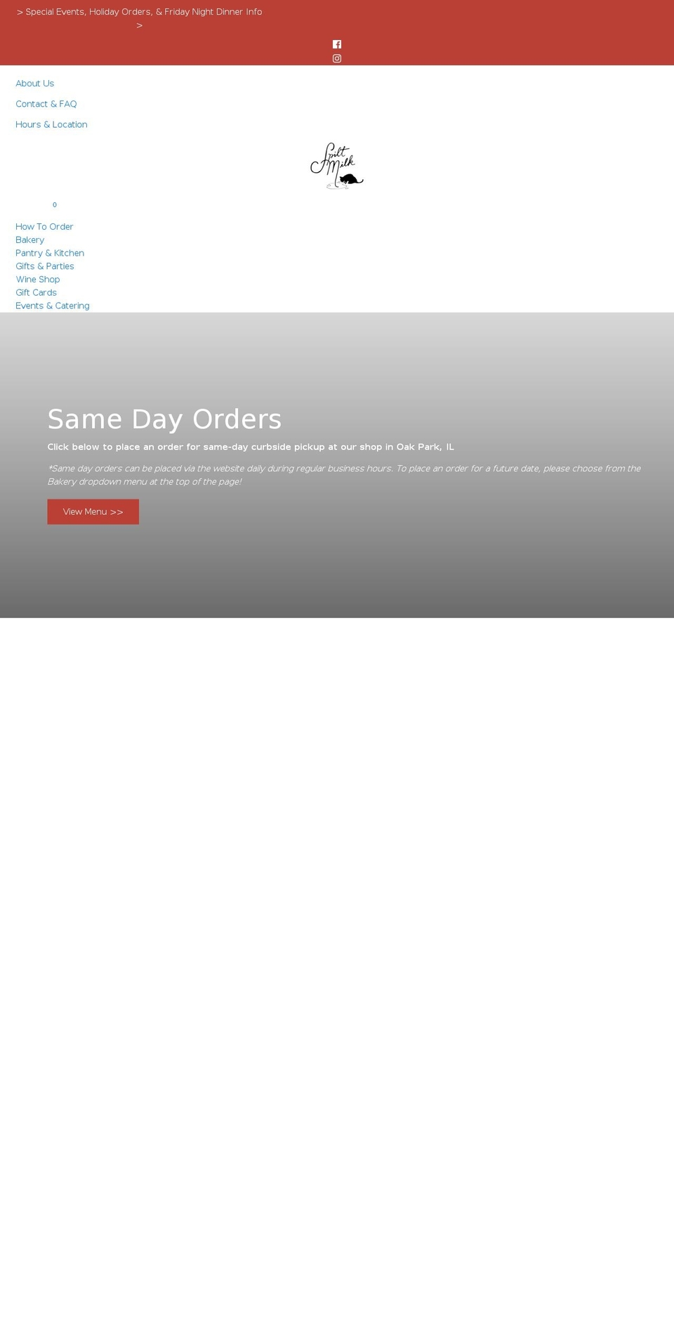 spiltmilkpastry.com shopify website screenshot