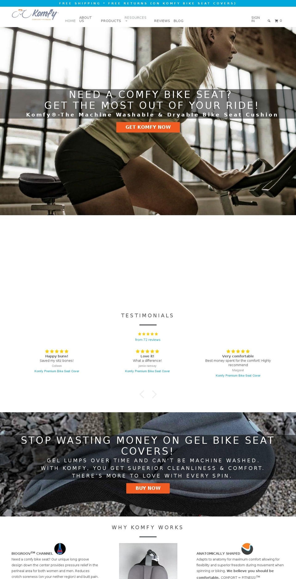 spinbikeseat.com — Shopify storefront screenshot