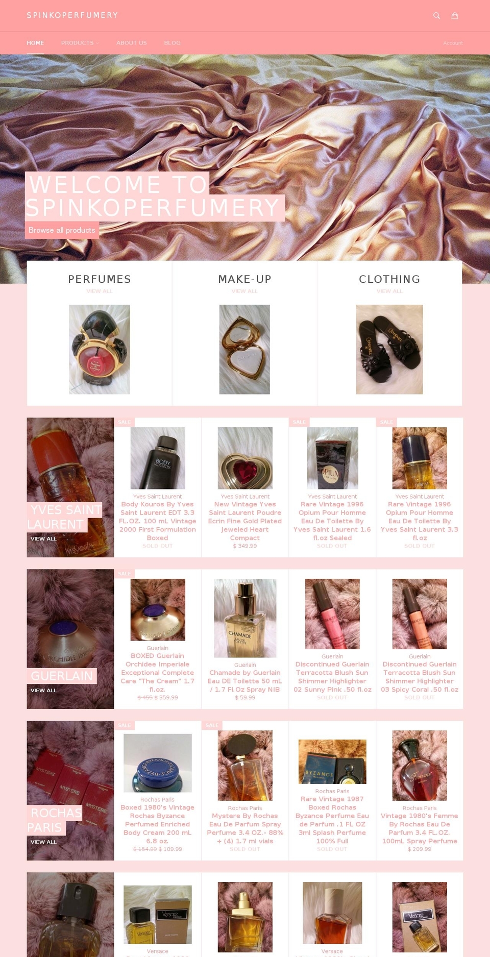 spinkoperfumery.com shopify website screenshot