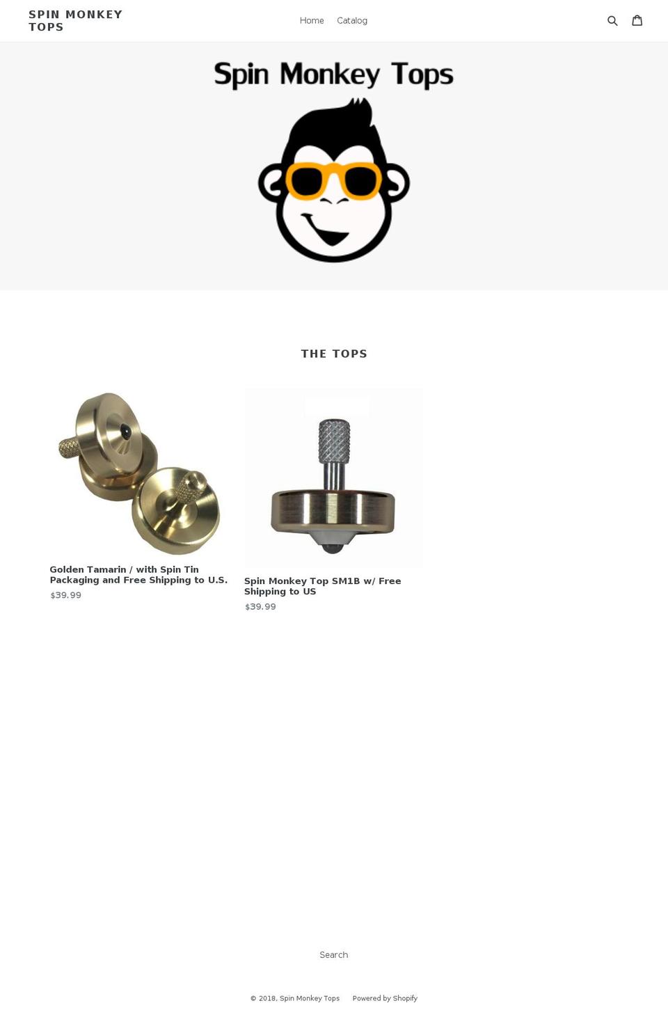 spinmonkeytops.com — Shopify storefront screenshot