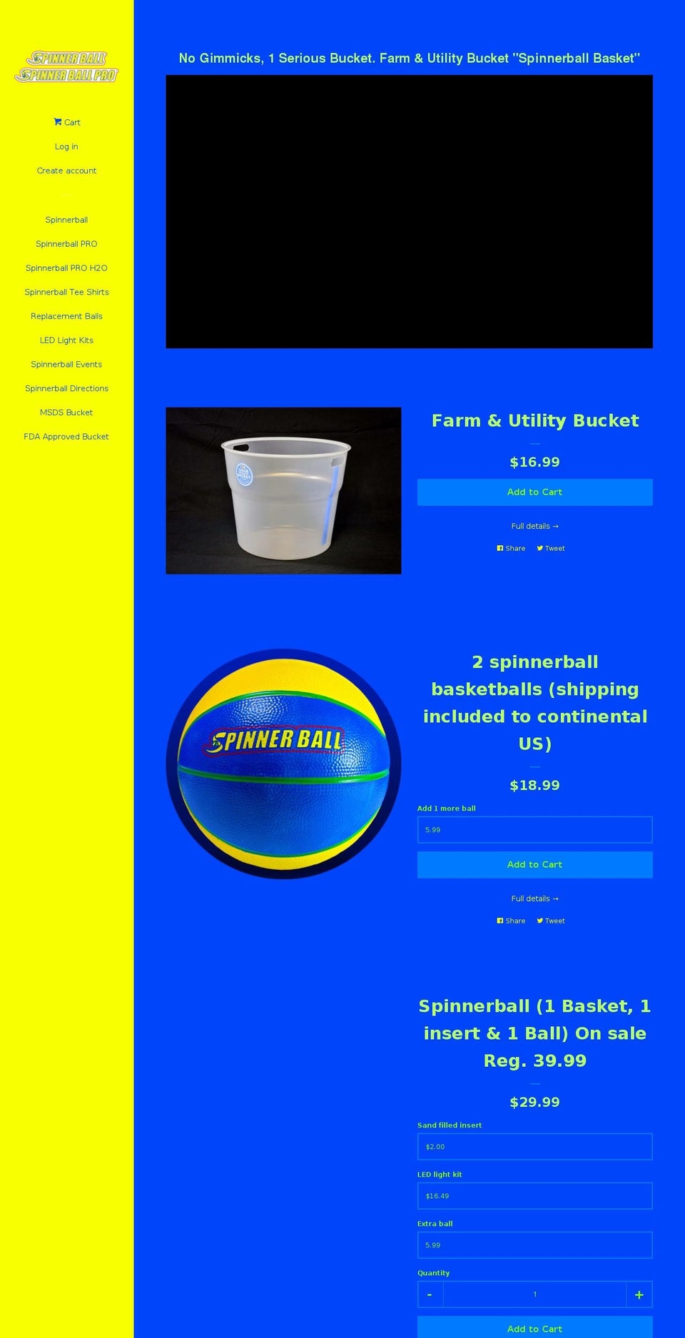 spinnerballgame.com — Shopify storefront screenshot