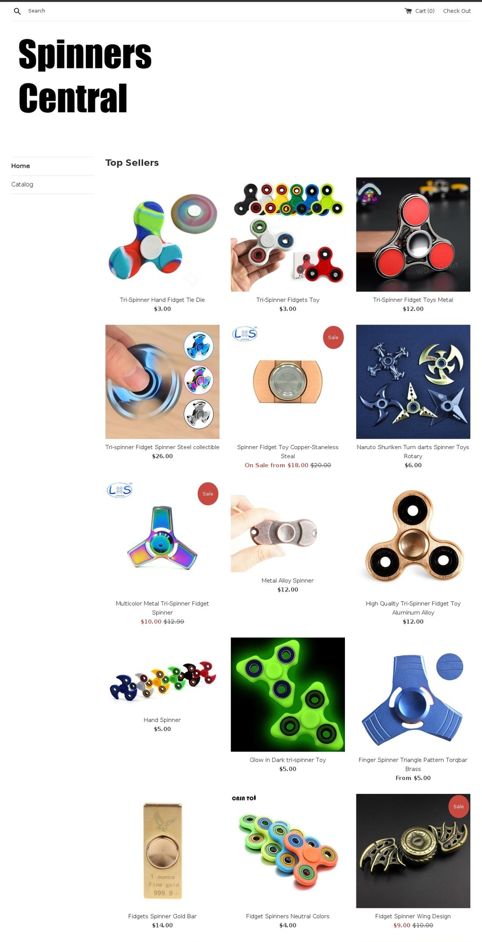 spinnerzcentral.com — Shopify storefront screenshot