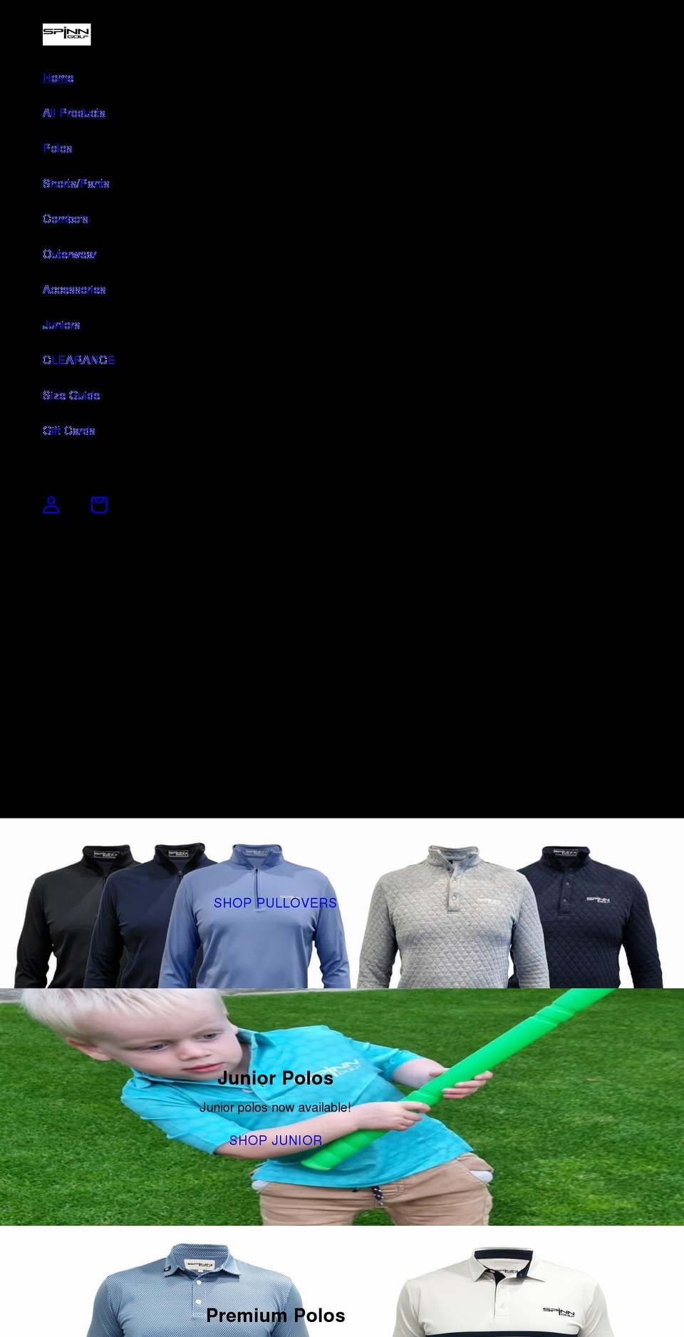 spinngolfwear.com shopify website screenshot