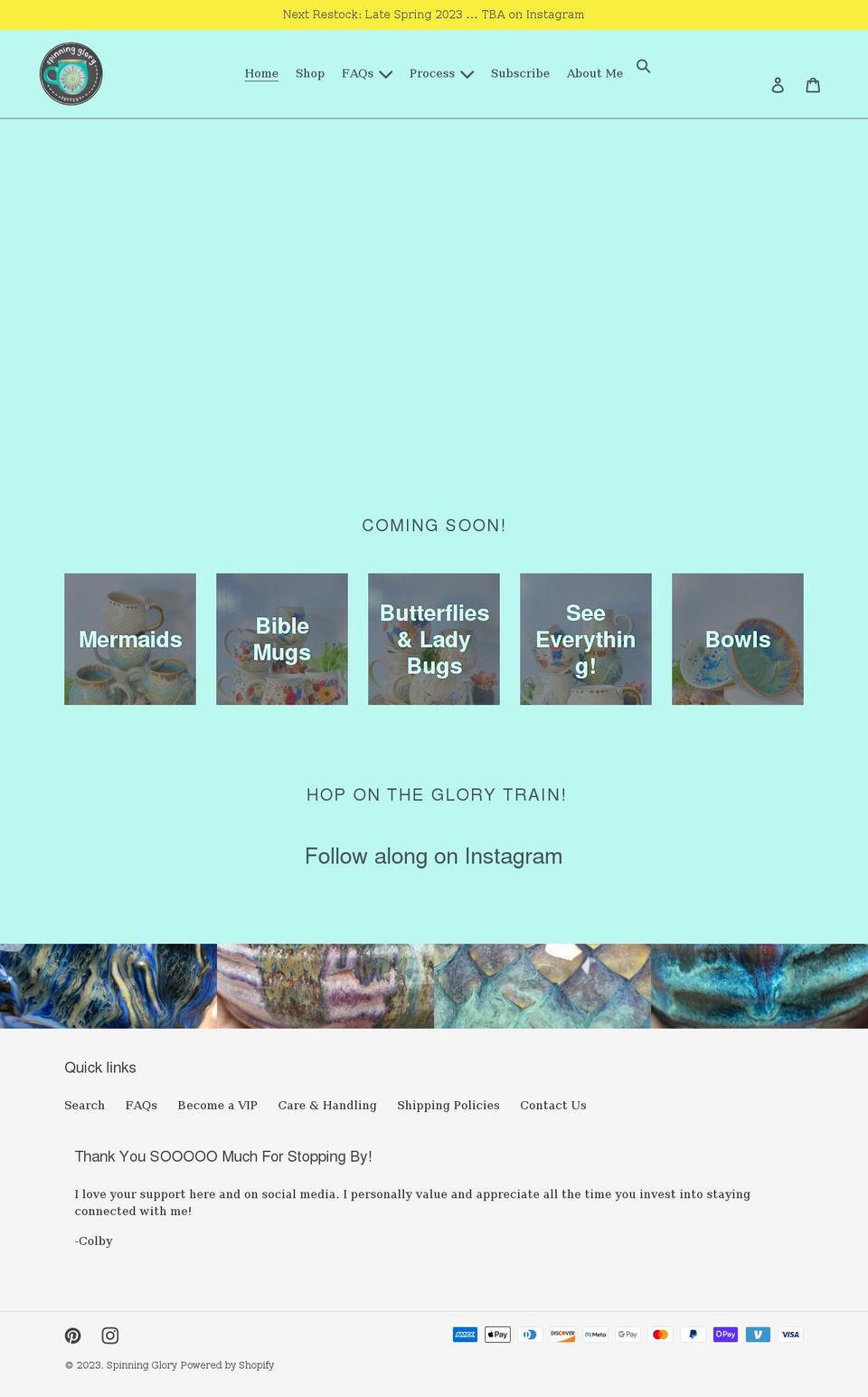 spinningglory.com shopify website screenshot
