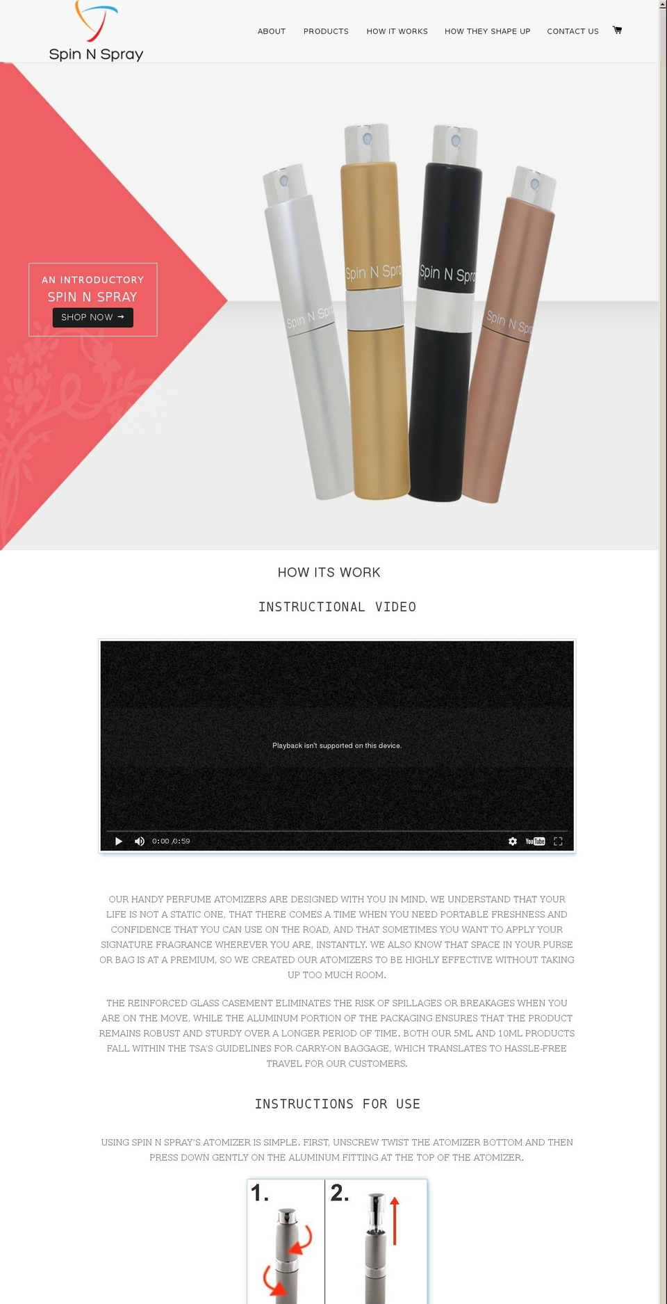 spinnspray.com shopify website screenshot