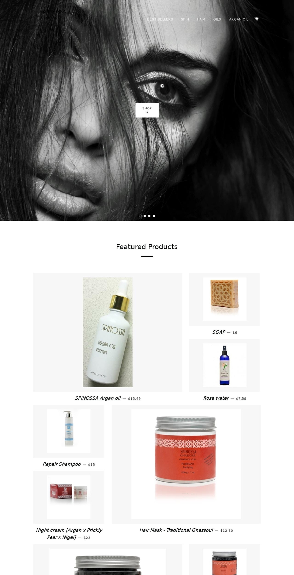 spinossa.com shopify website screenshot