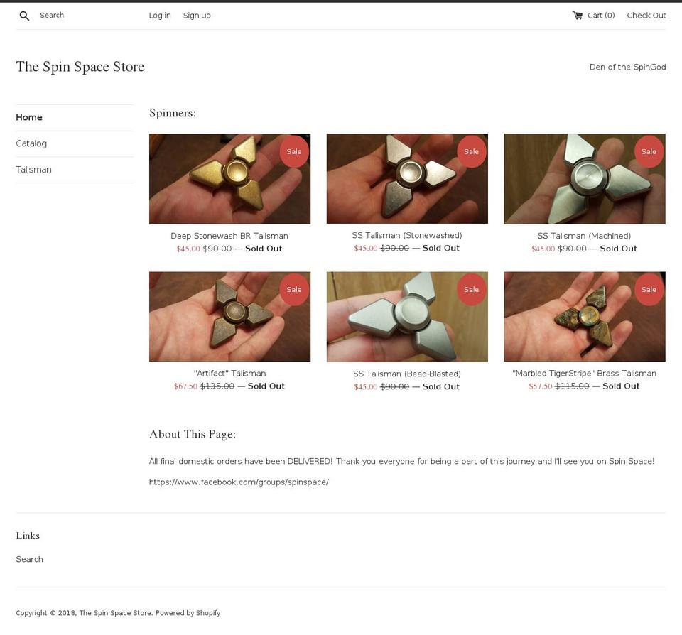 spinspacestore.com — Shopify storefront screenshot