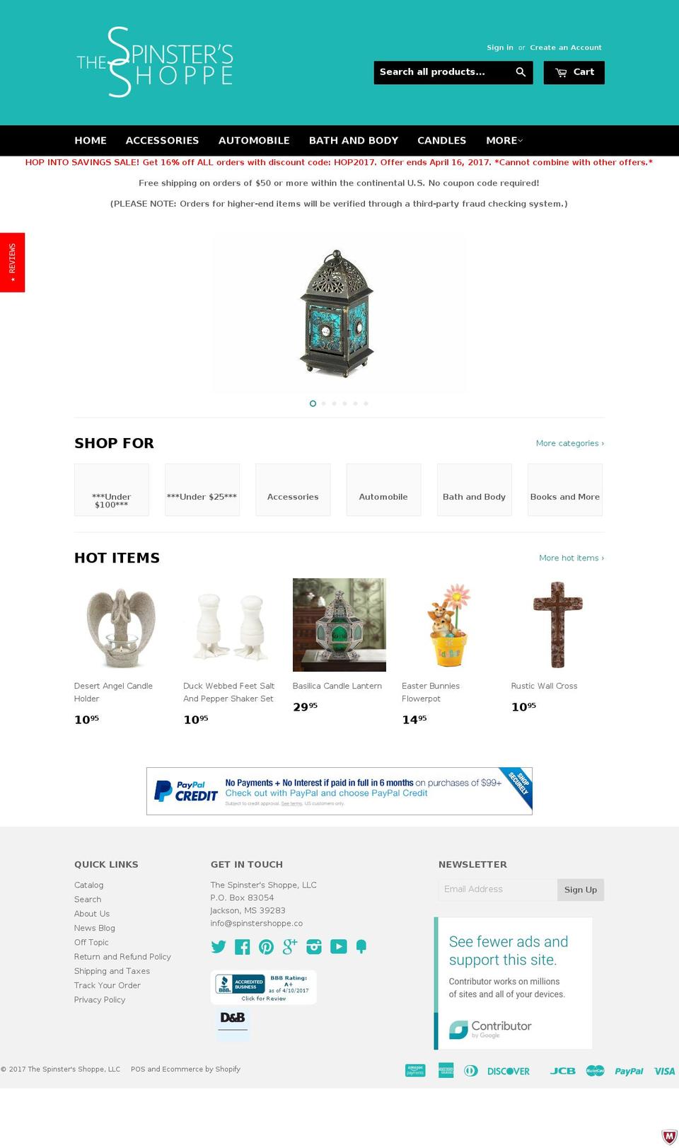 spinstershoppe.com shopify website screenshot