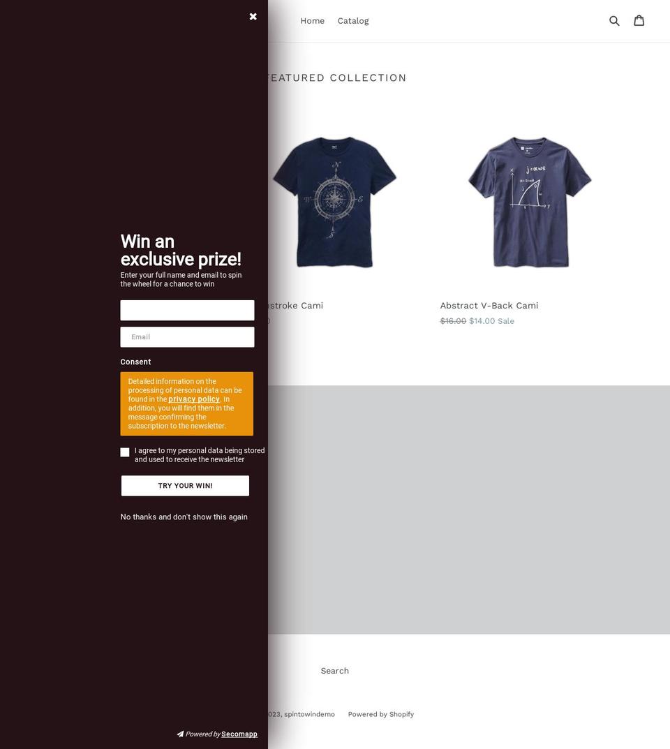 spintowindemo.myshopify.com shopify website screenshot