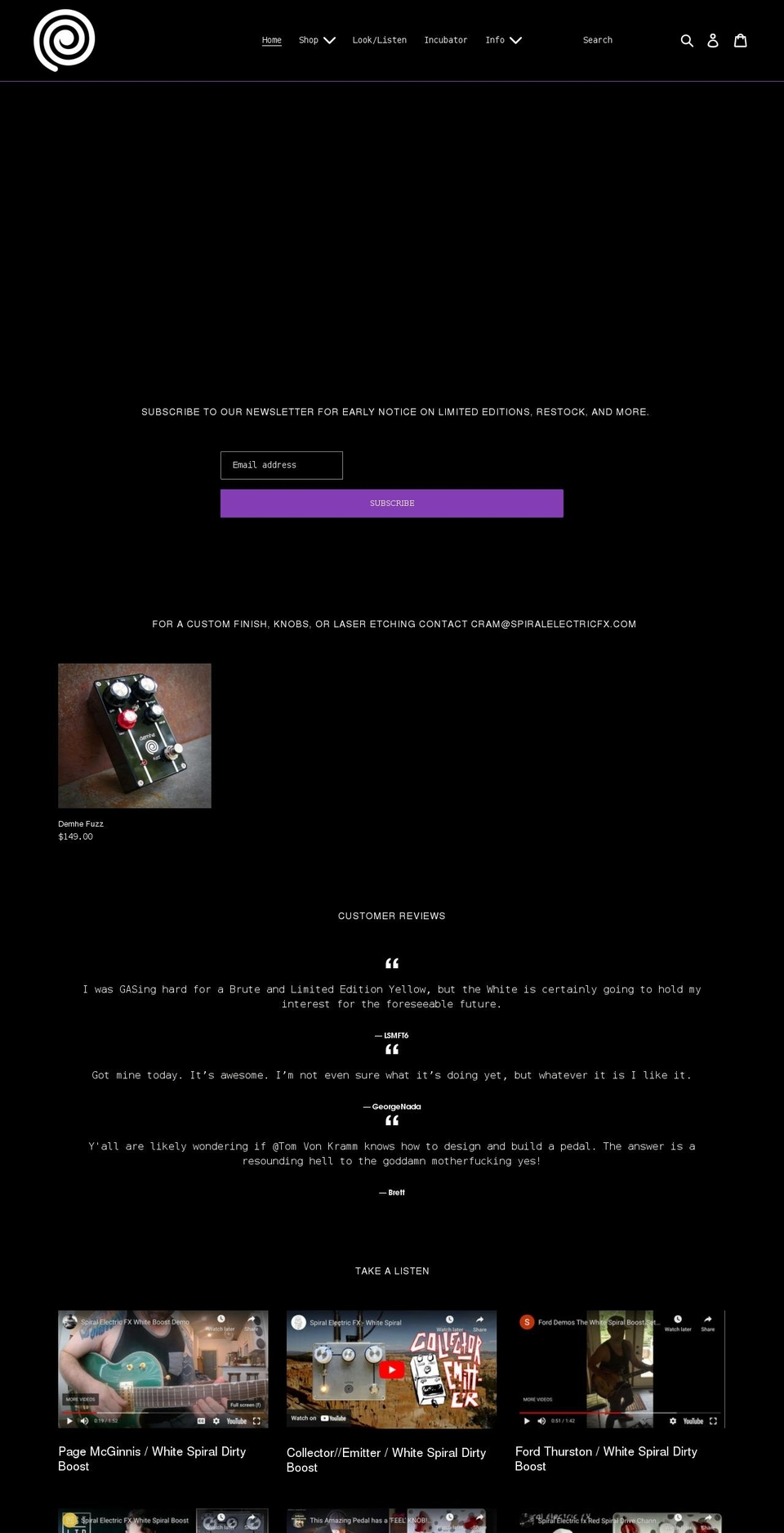 spiralelectricfx.com shopify website screenshot