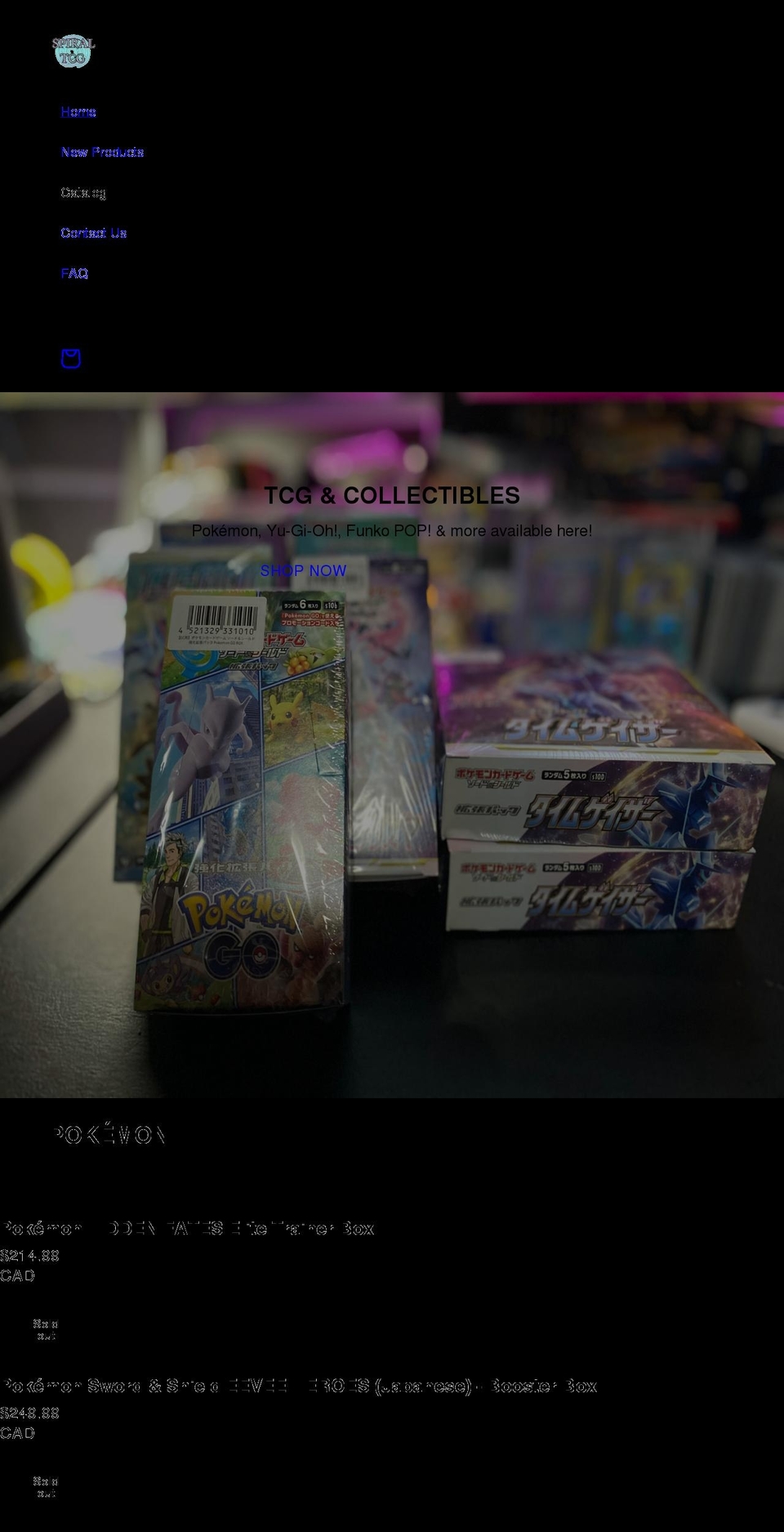 spiraltcg.com shopify website screenshot