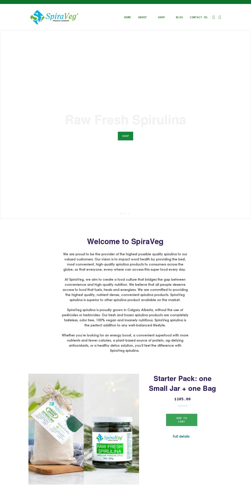 spiraveg.com shopify website screenshot