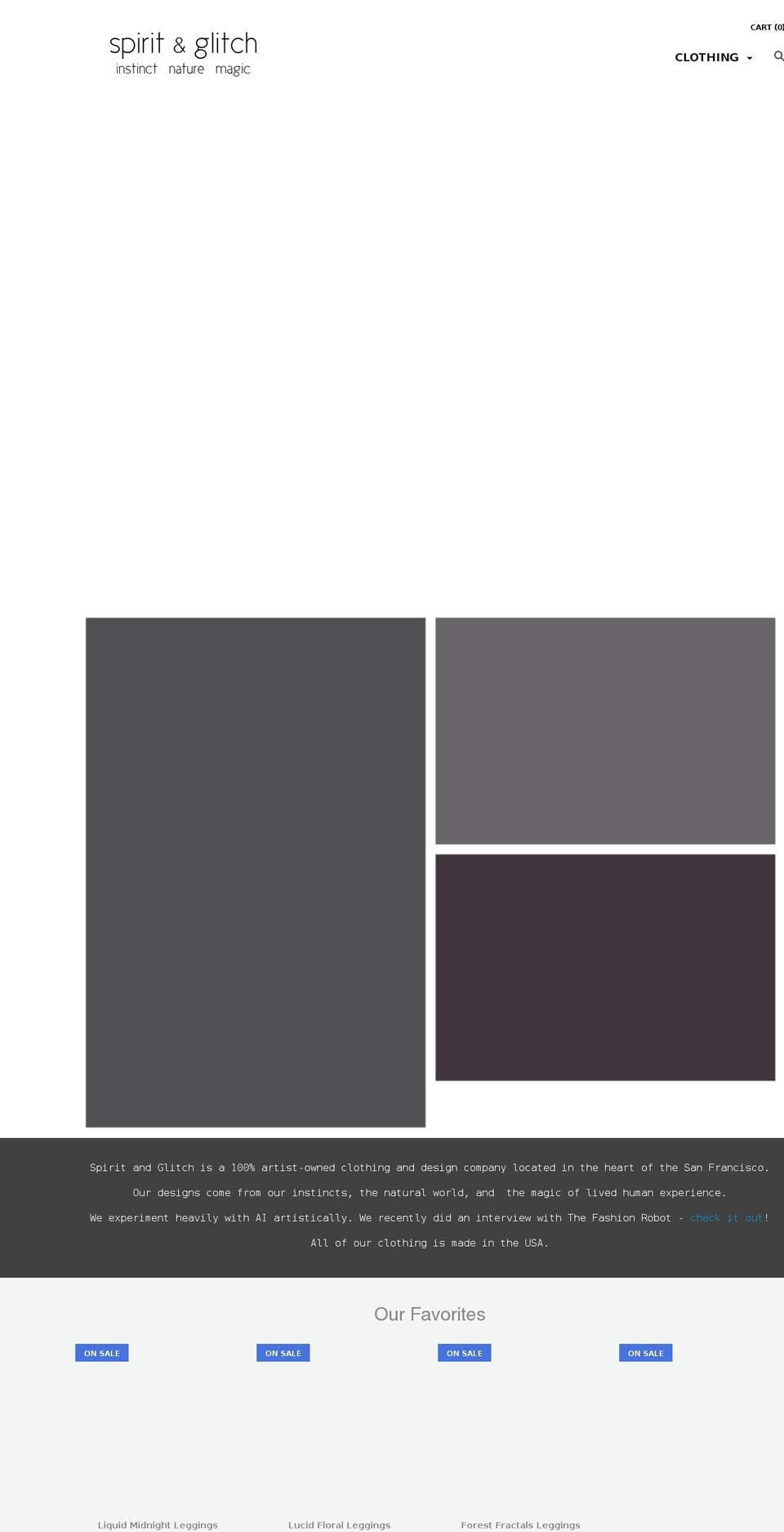 spiritandglitch.com — Shopify storefront screenshot