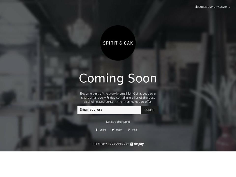 spiritandoak.com — Shopify storefront screenshot