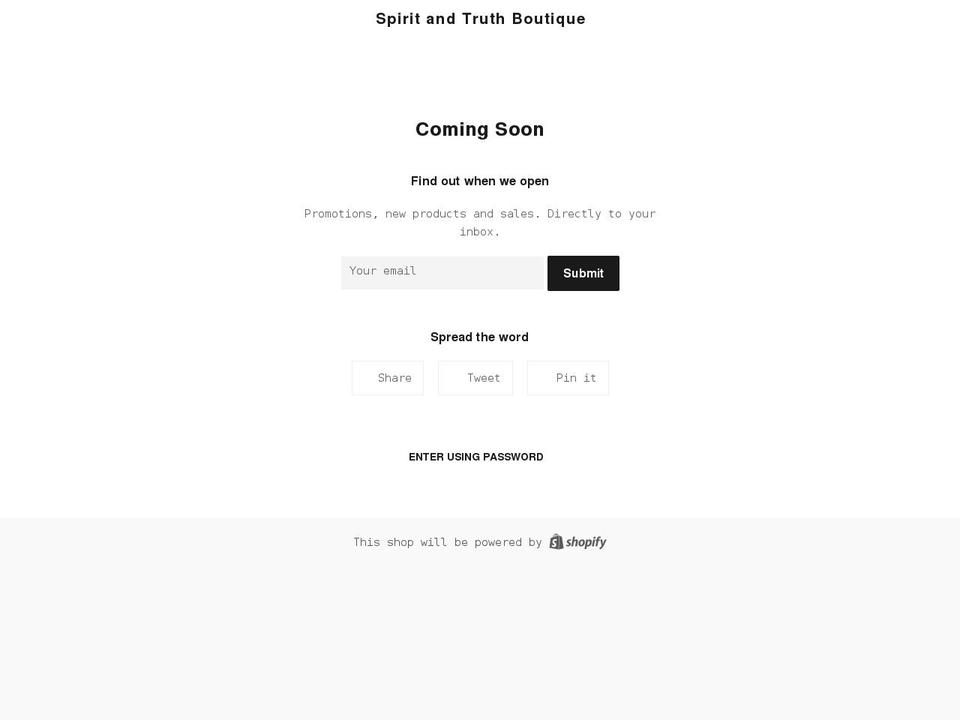 spiritandtruthboutique.com shopify website screenshot