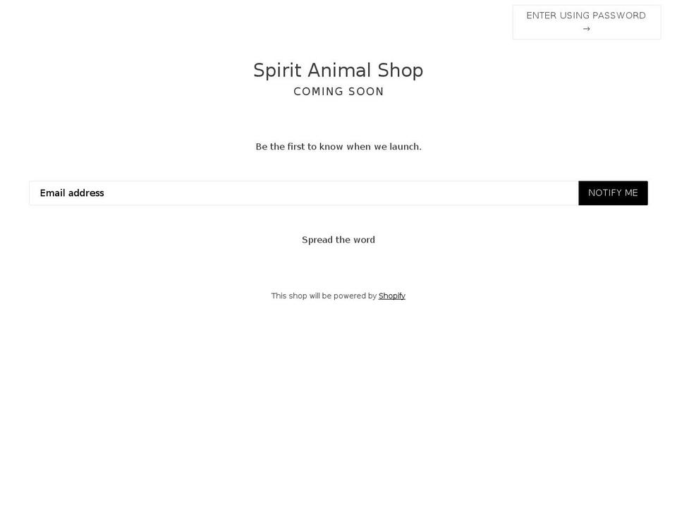 spiritanimalshop.com — Shopify storefront screenshot