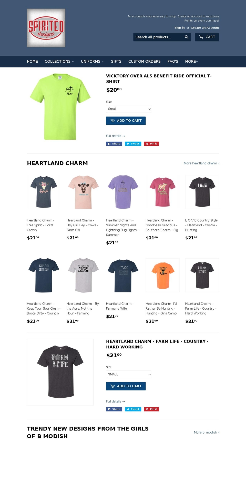 spiriteddesigns.net shopify website screenshot