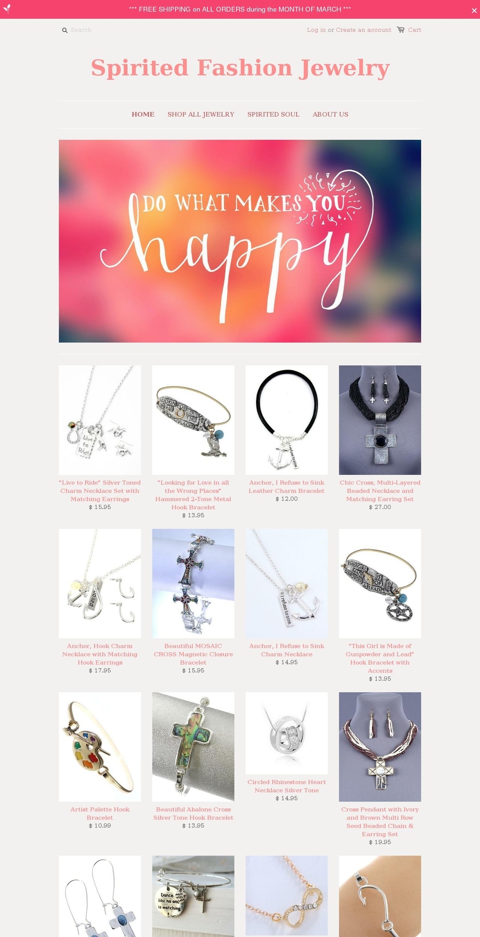 spiritedfashionjewelry.com shopify website screenshot
