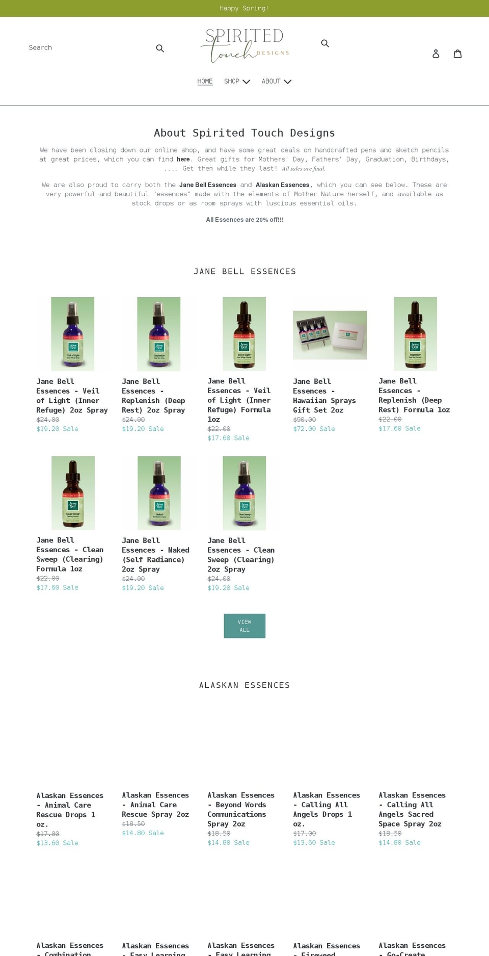 spiritedtouch.com shopify website screenshot