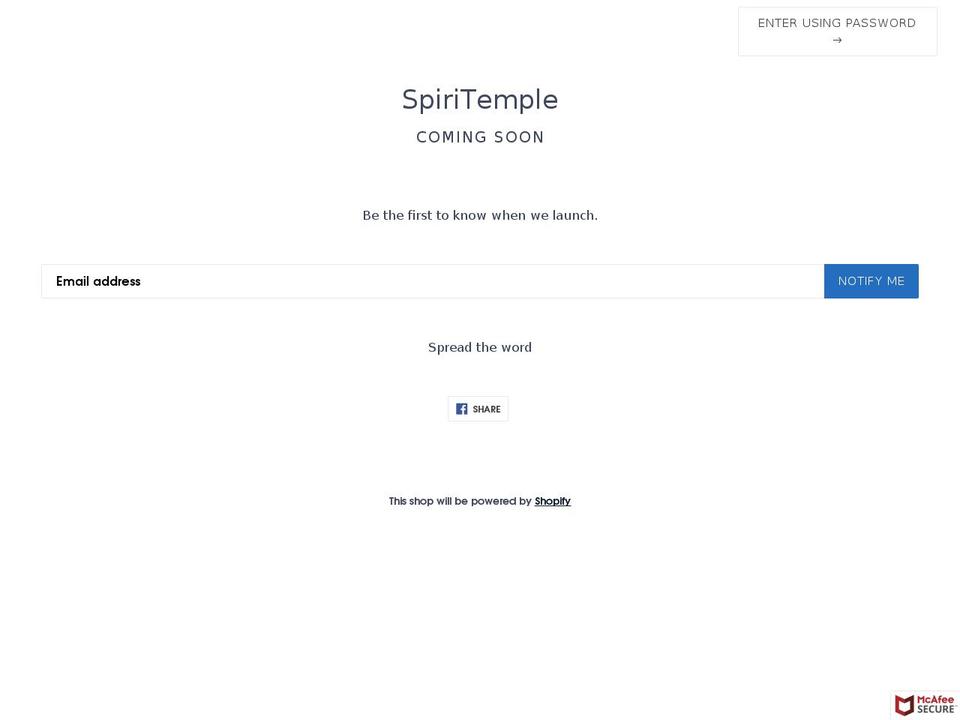spiritemple.com — Shopify storefront screenshot