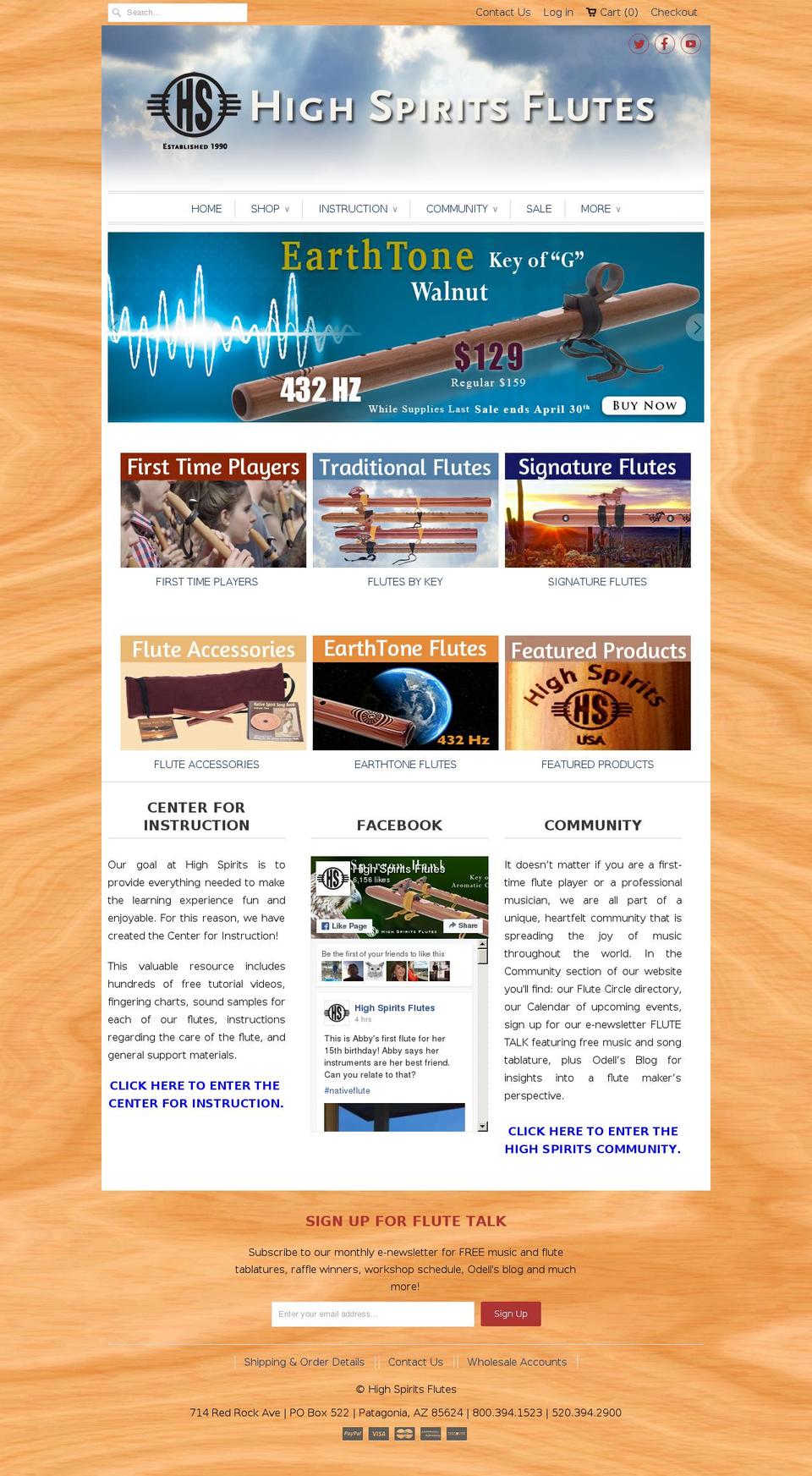 spiritflute.org shopify website screenshot