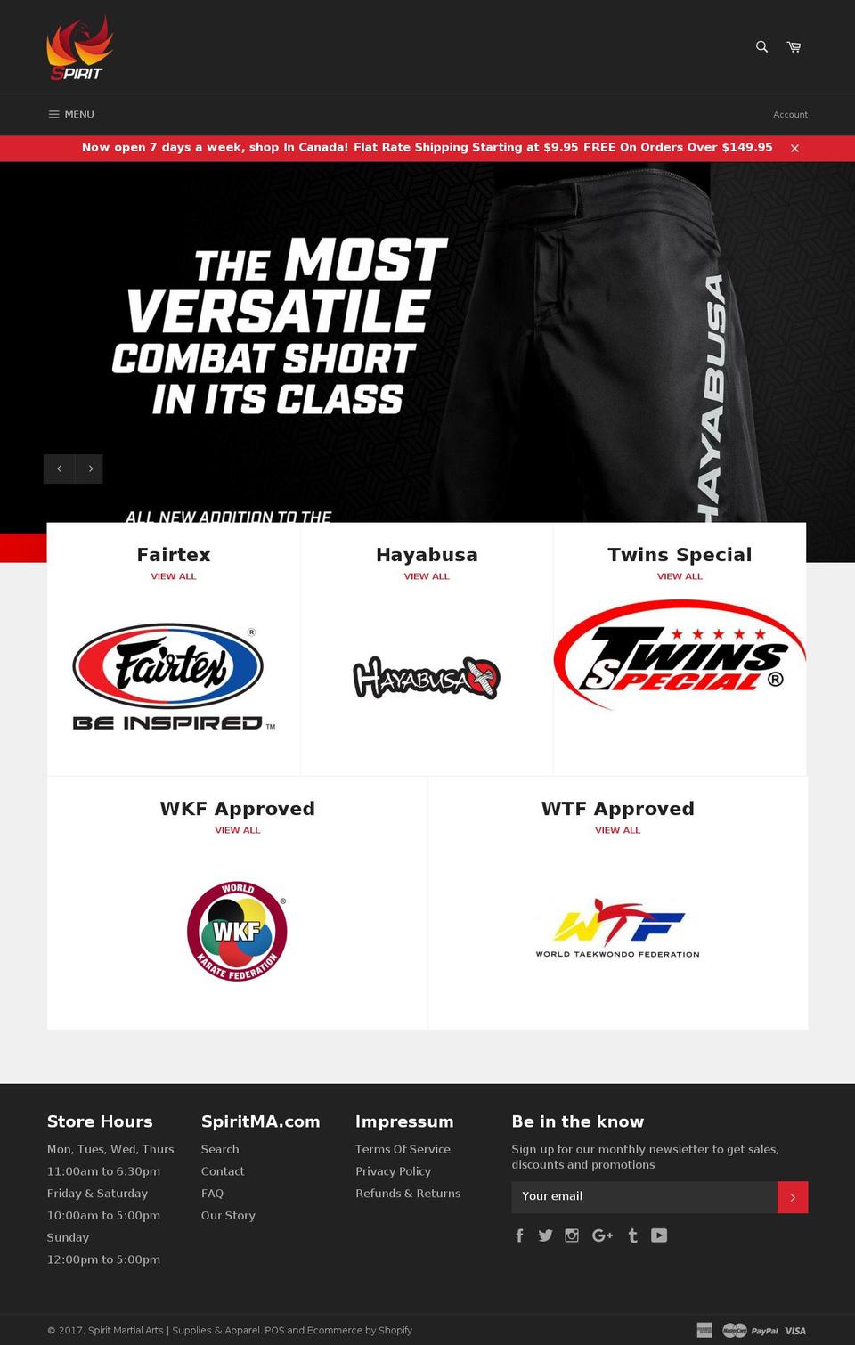 spiritgear.ca shopify website screenshot