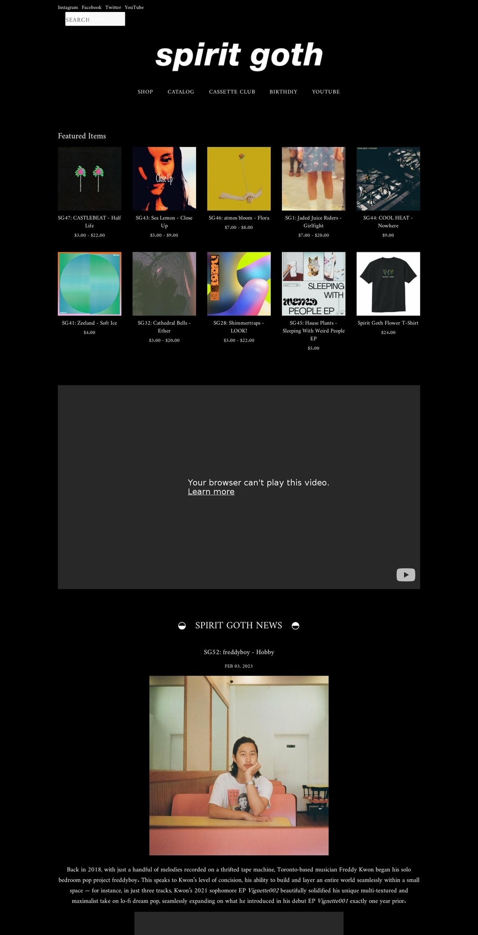 spiritgoth.com shopify website screenshot