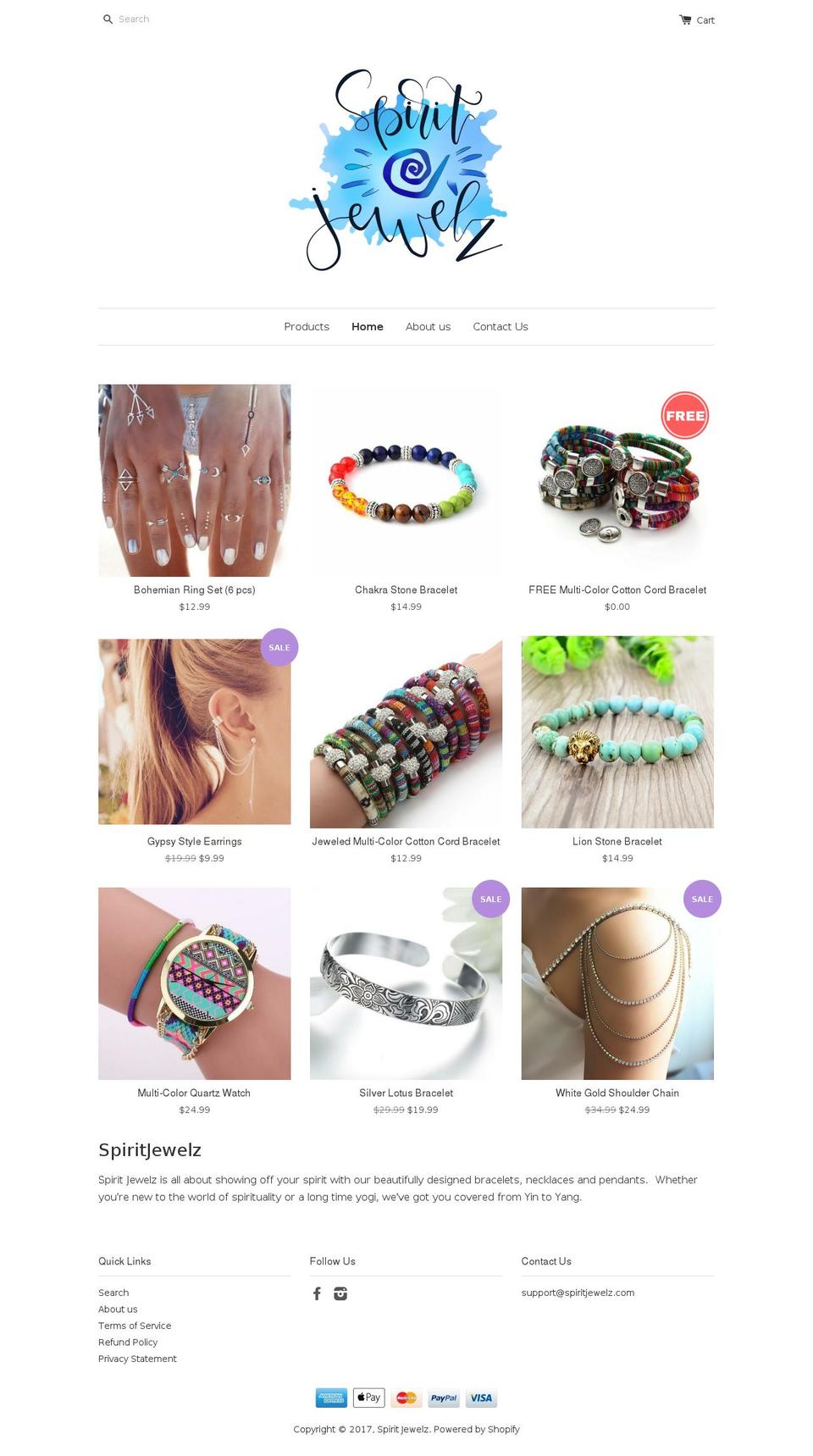 spiritjewelz.com shopify website screenshot