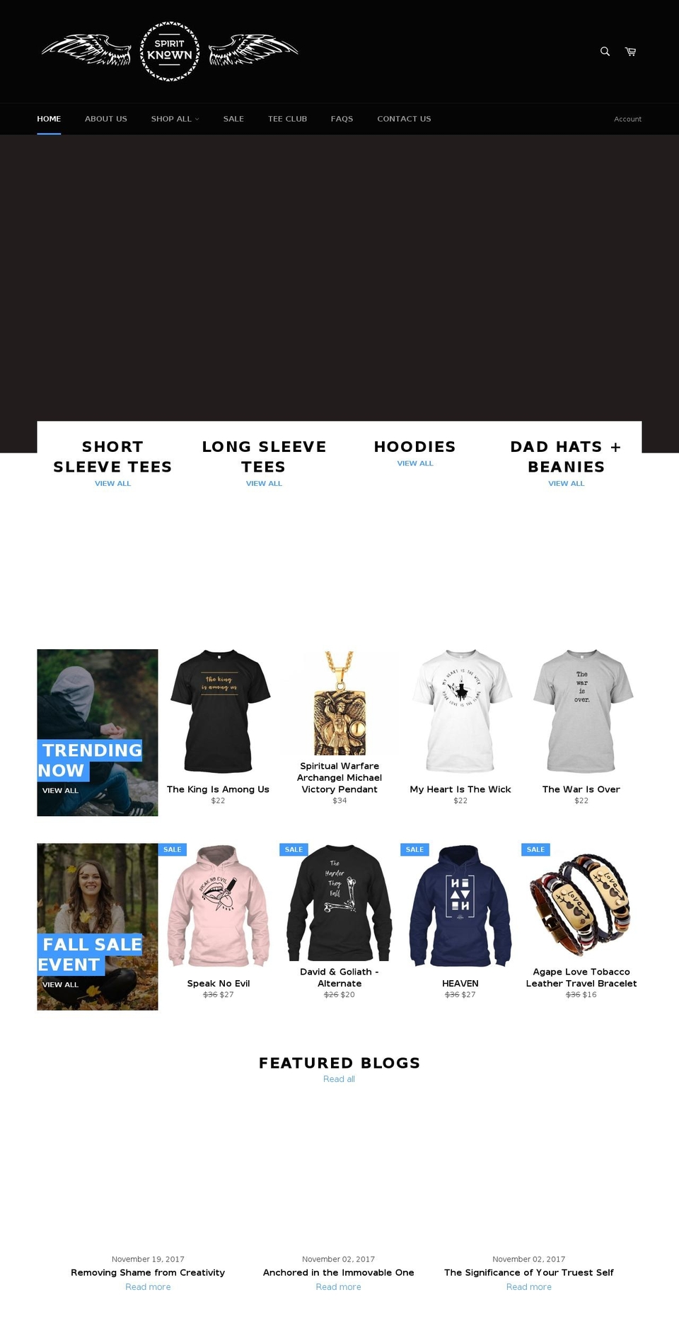 spiritknown.com — Shopify storefront screenshot