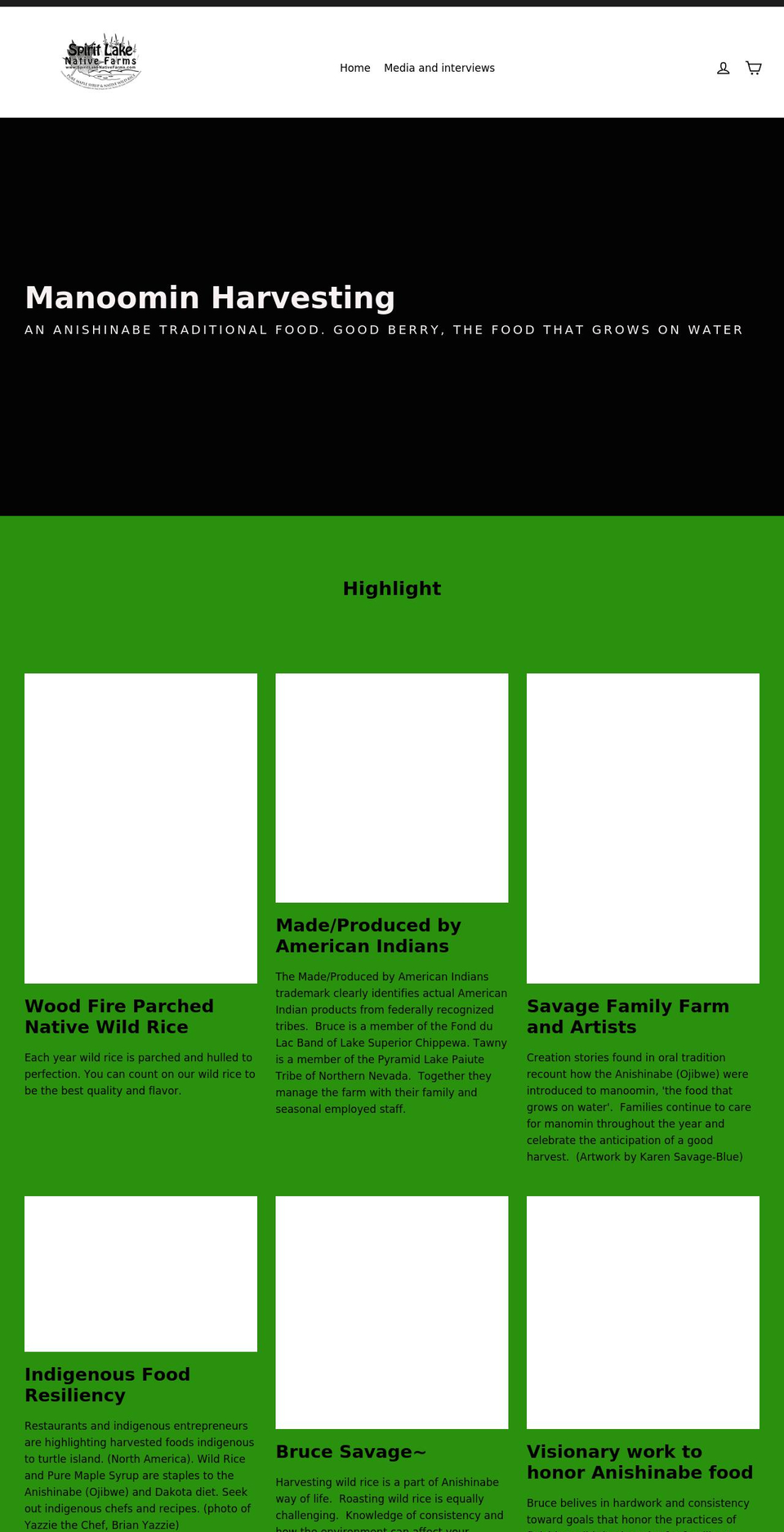 spiritlakenativefarms.com shopify website screenshot