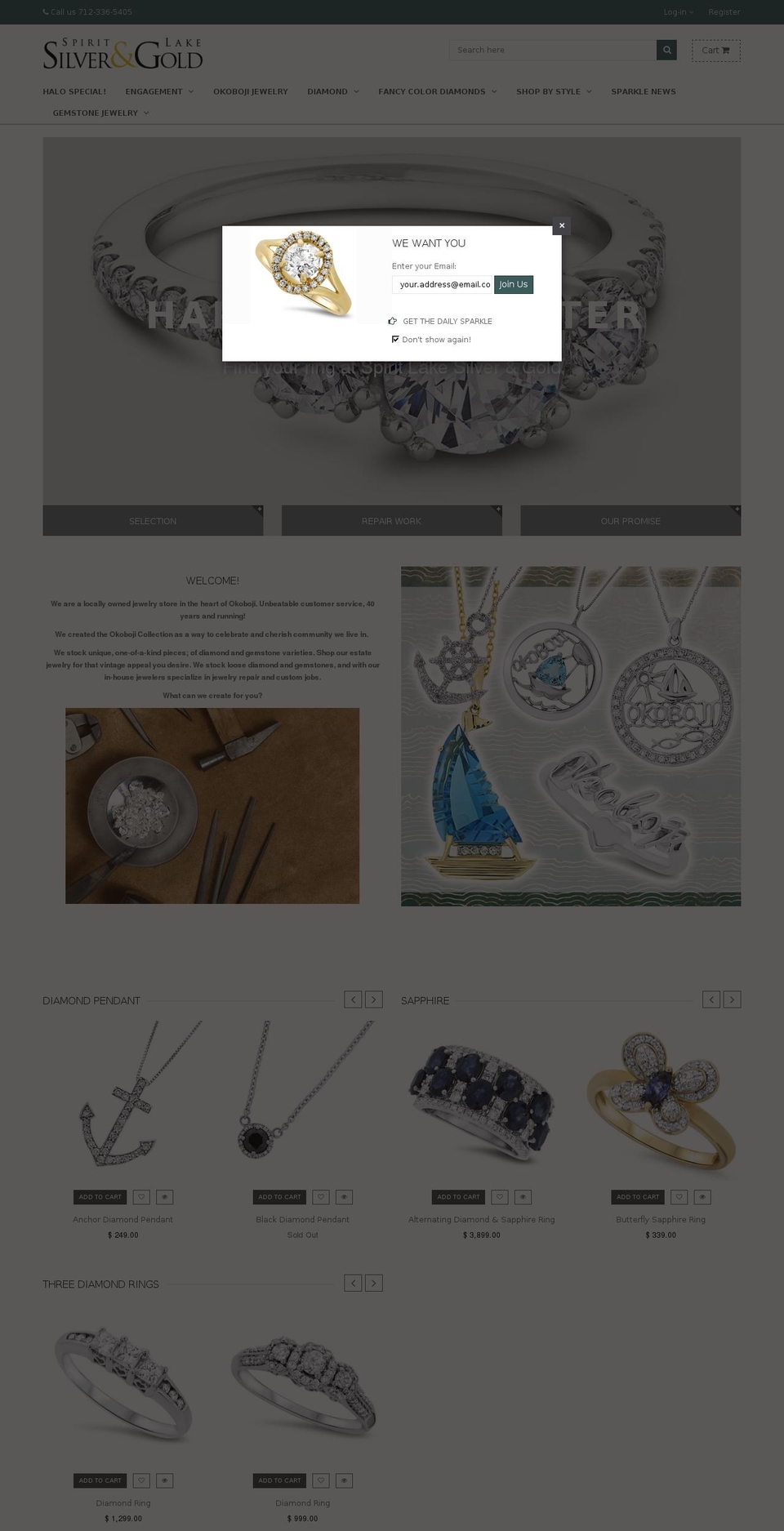 spiritlakesilverandgold.com shopify website screenshot