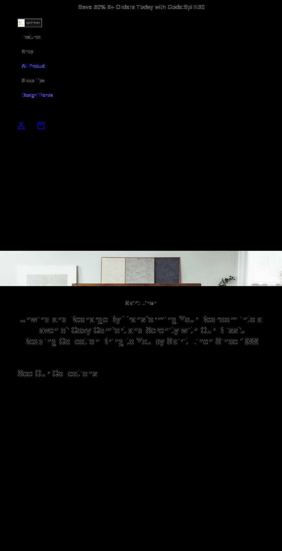 spiritlinen.com shopify website screenshot