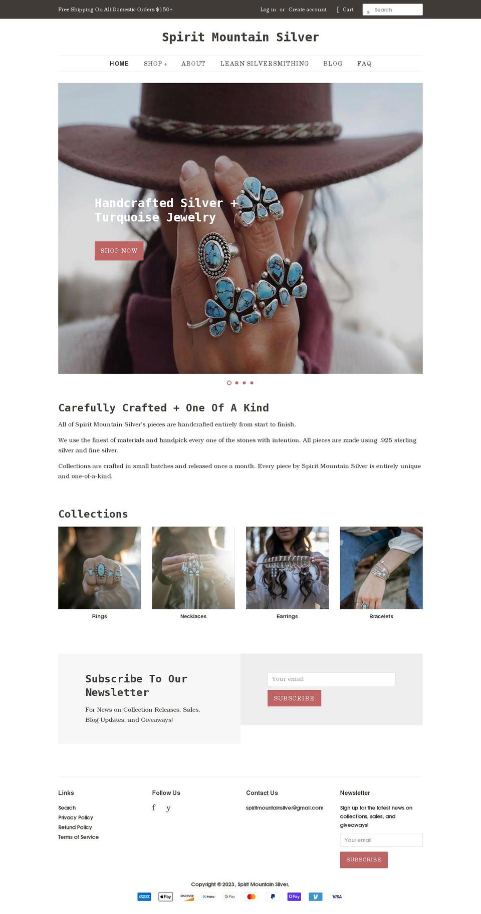 spiritmountainsilver.com shopify website screenshot