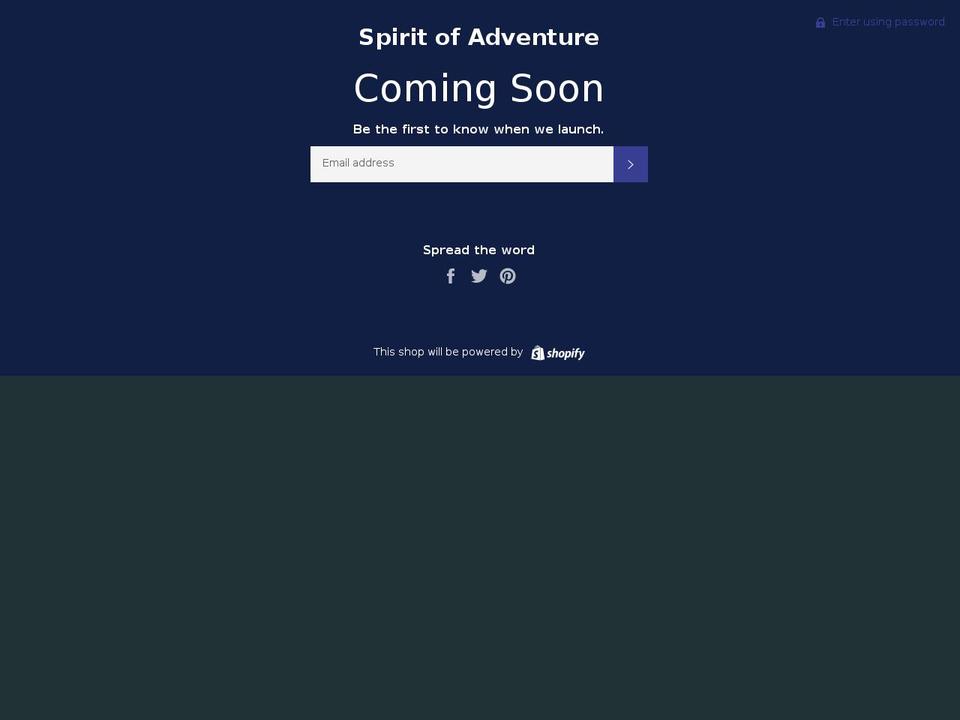 spiritofadventure.net shopify website screenshot
