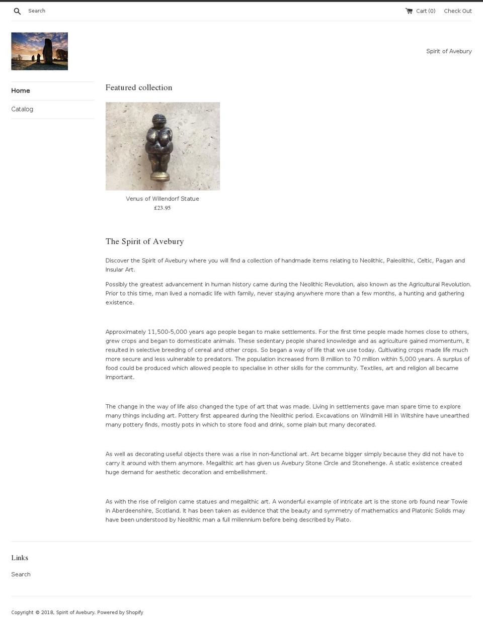 spiritofavebury.com shopify website screenshot