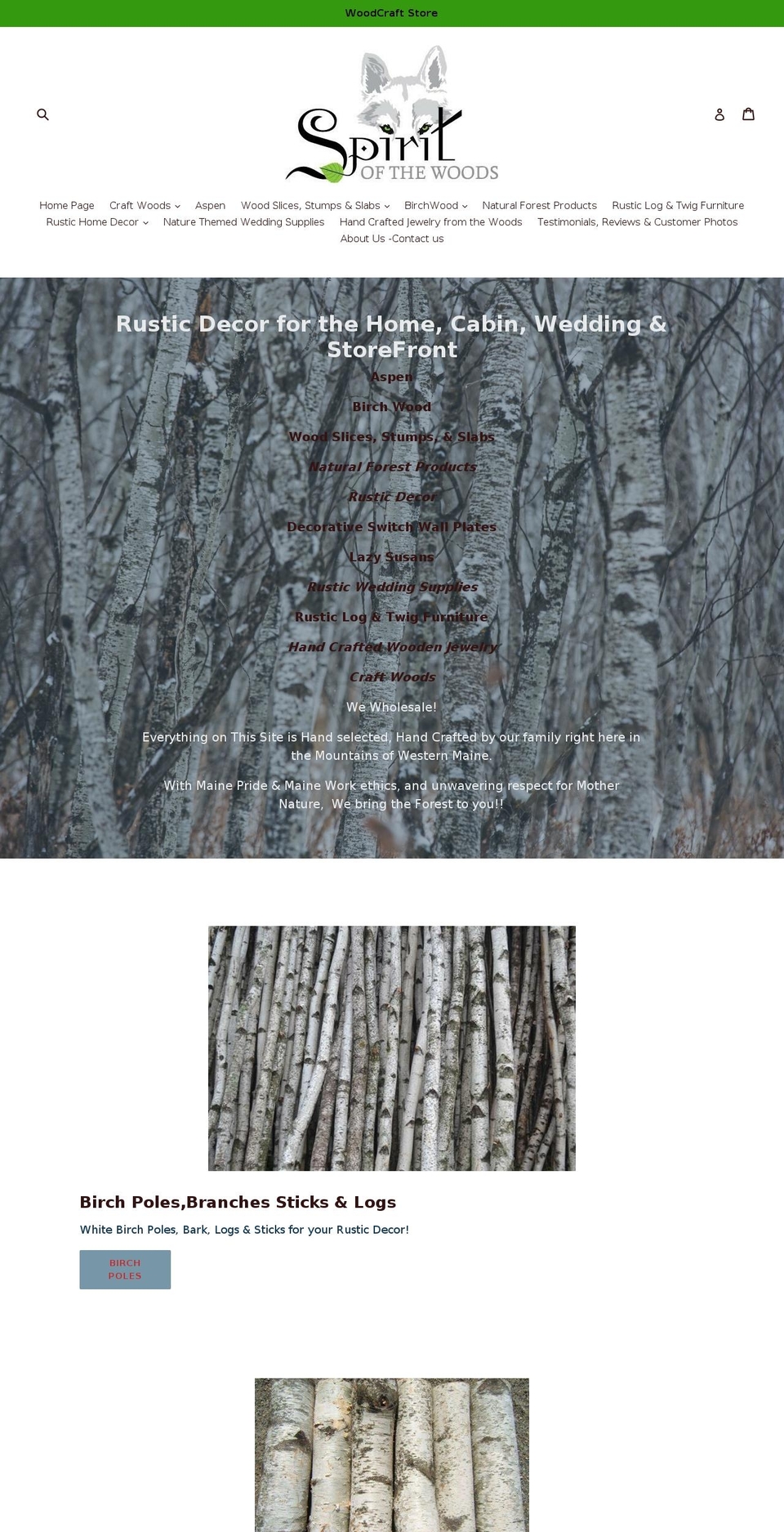 spiritofthewoodsinc.com shopify website screenshot